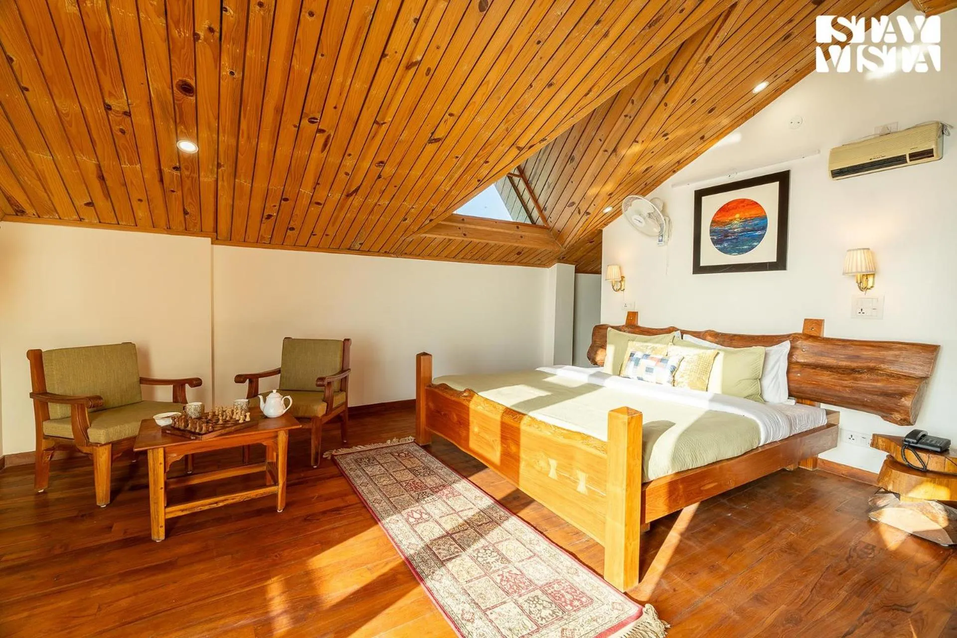 Bedroom, Bed in StayVista at The Rustic Retreat - 4BHK Valley View villa with Lawn, Bonfire