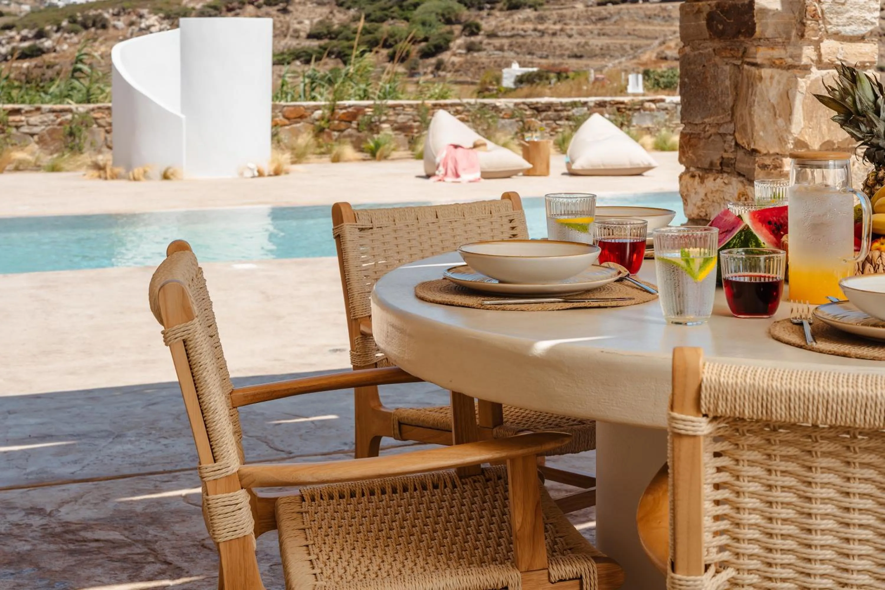 Patio in Thalelion 3 bedroom Villas with private pool and Jacuzzi