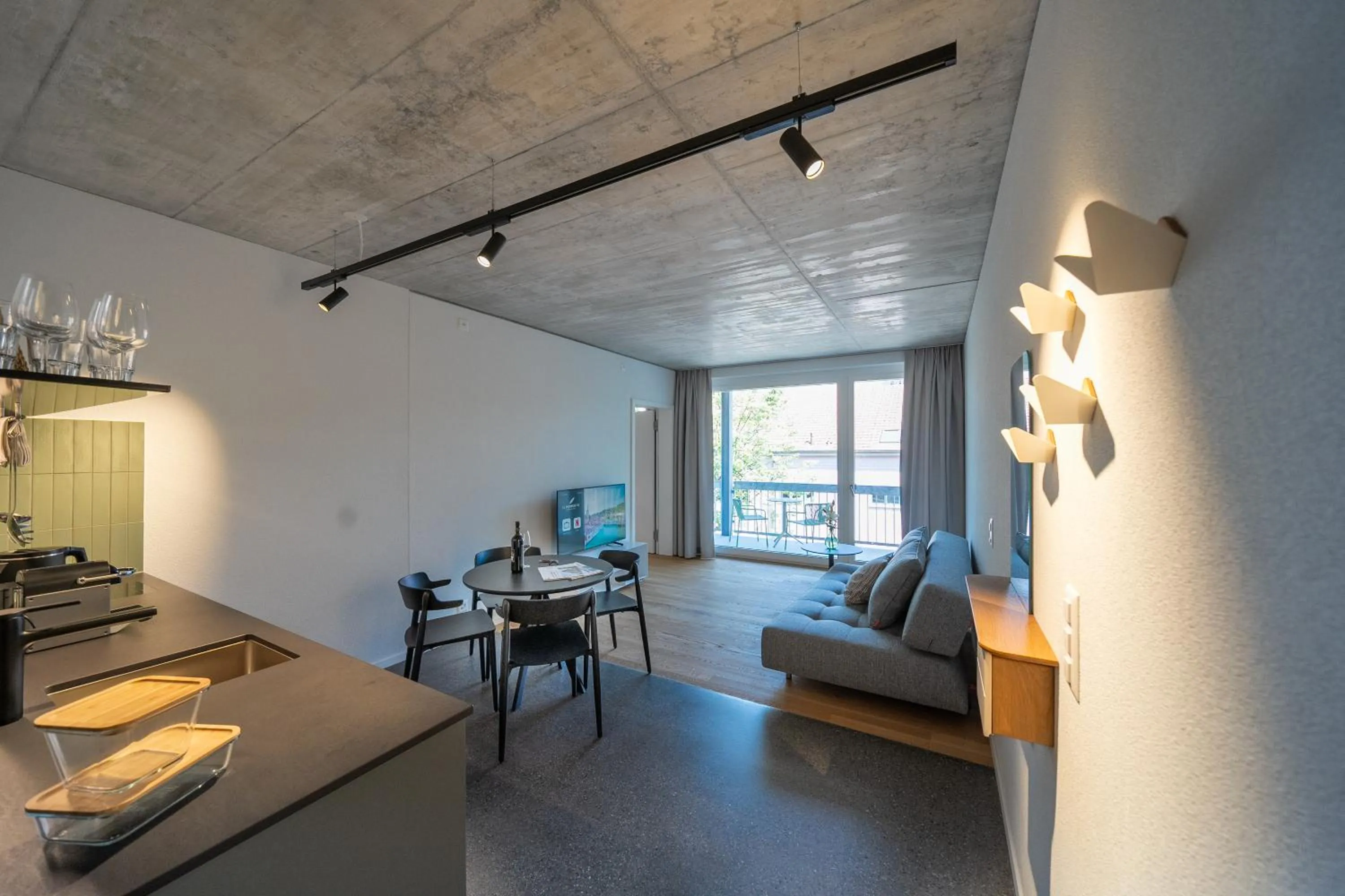 Kitchen or kitchenette in Aparthotel Il Momento Bern Expo