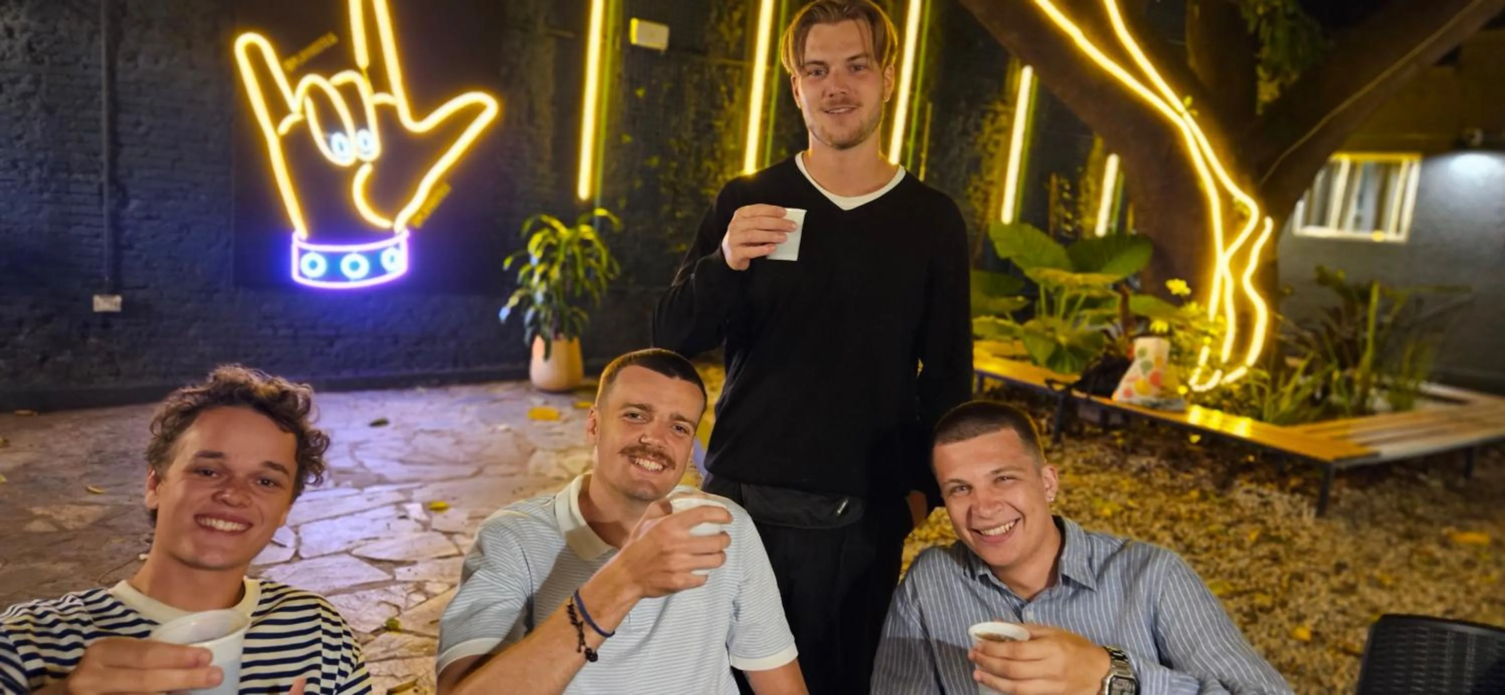 group of guests in Play Hostel Garden