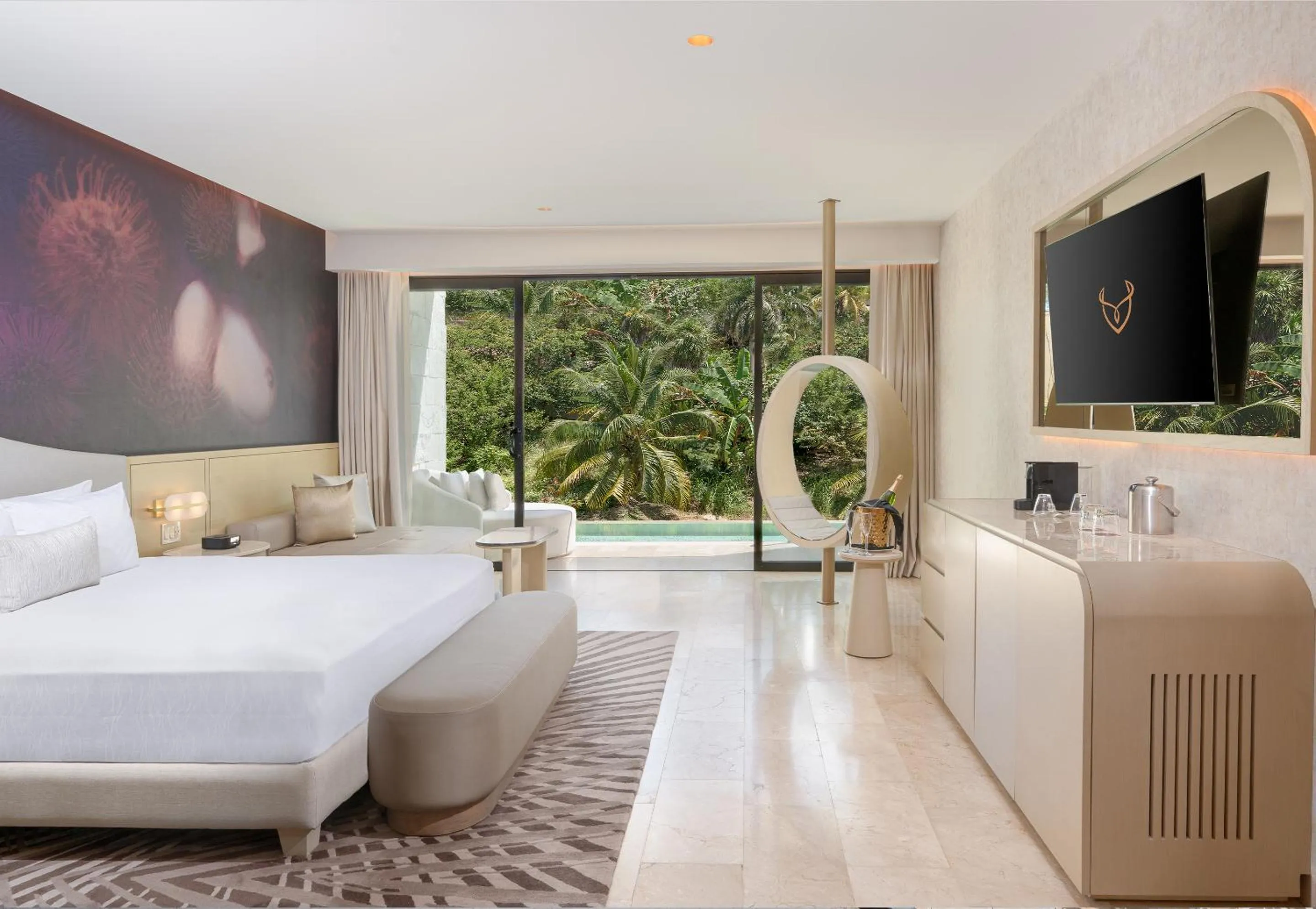 Balcony/Terrace, Bed in The Eden by Desire Riviera Maya All Inclusive - Couples Only