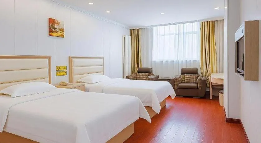 Bed in GreenTree Inn Yinchuan Pedestrian Street East Liqun Street Express Hotel