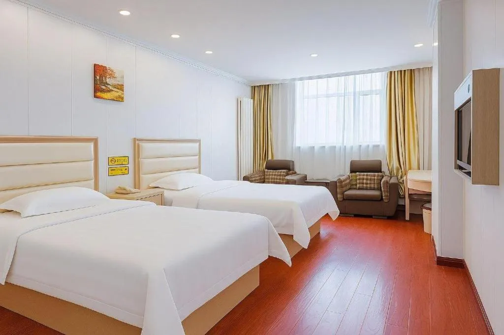 Bed in GreenTree Inn Yinchuan Pedestrian Street East Liqun Street Express Hotel