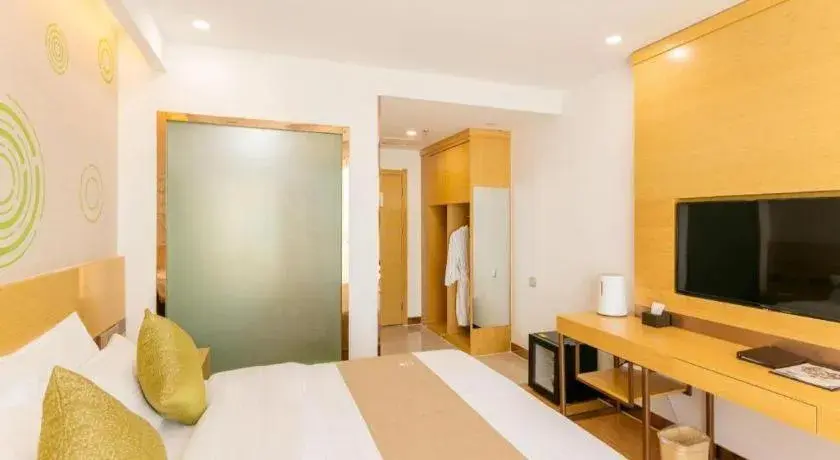 Bed in GreenTree Inn Qufu High Speed Railway Station Bed in GreenTree Inn Qufu High Speed Railway Station