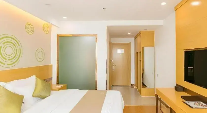 Bed in GreenTree Inn Qufu High Speed Railway Station Bed in GreenTree Inn Qufu High Speed Railway Station