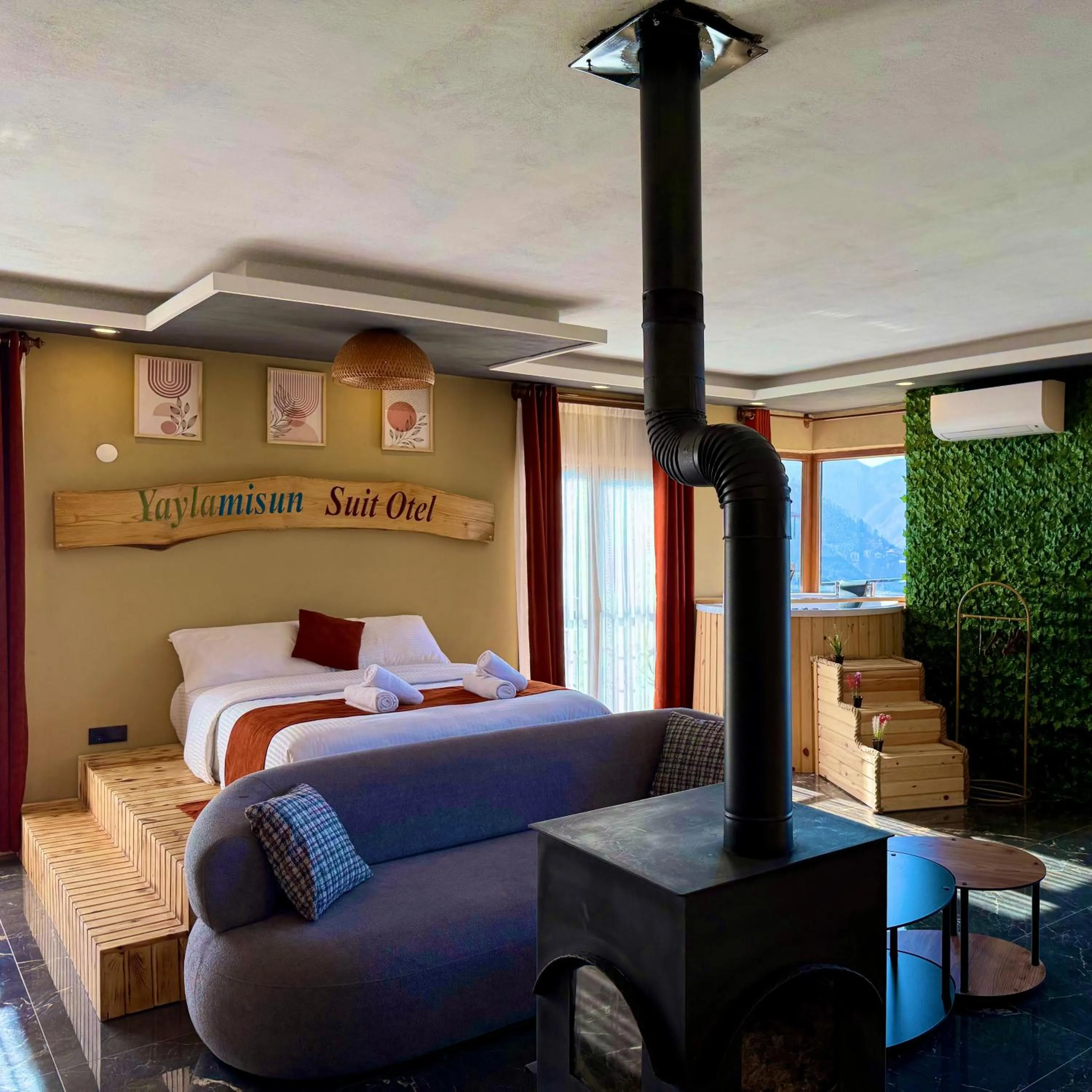 Bed in YAYLAMİSUN Suit Otel