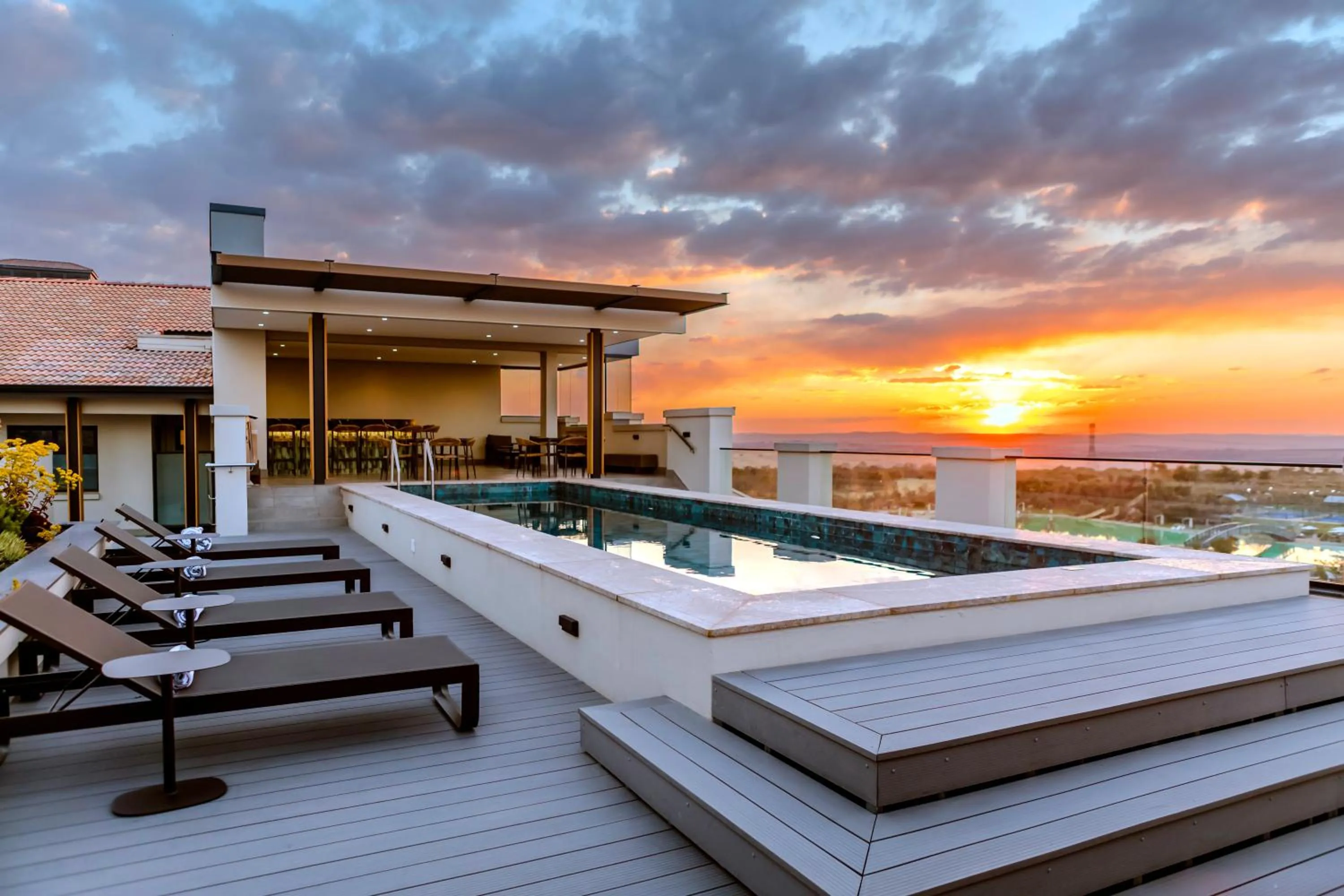 Pool view in Steyn City Hotel by Saxon