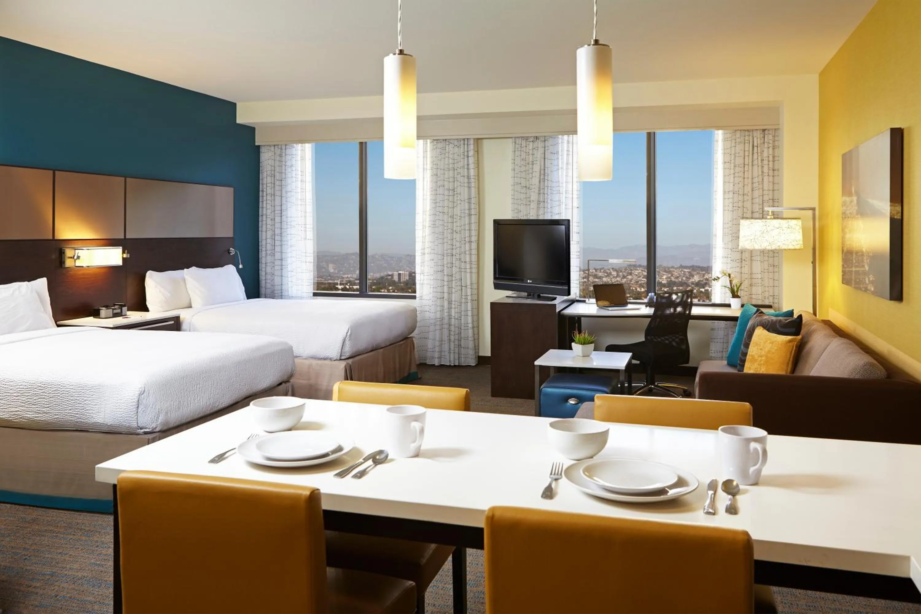 Seating area, Bed in Residence Inn by Marriott Los Angeles LAX/Century Boulevard