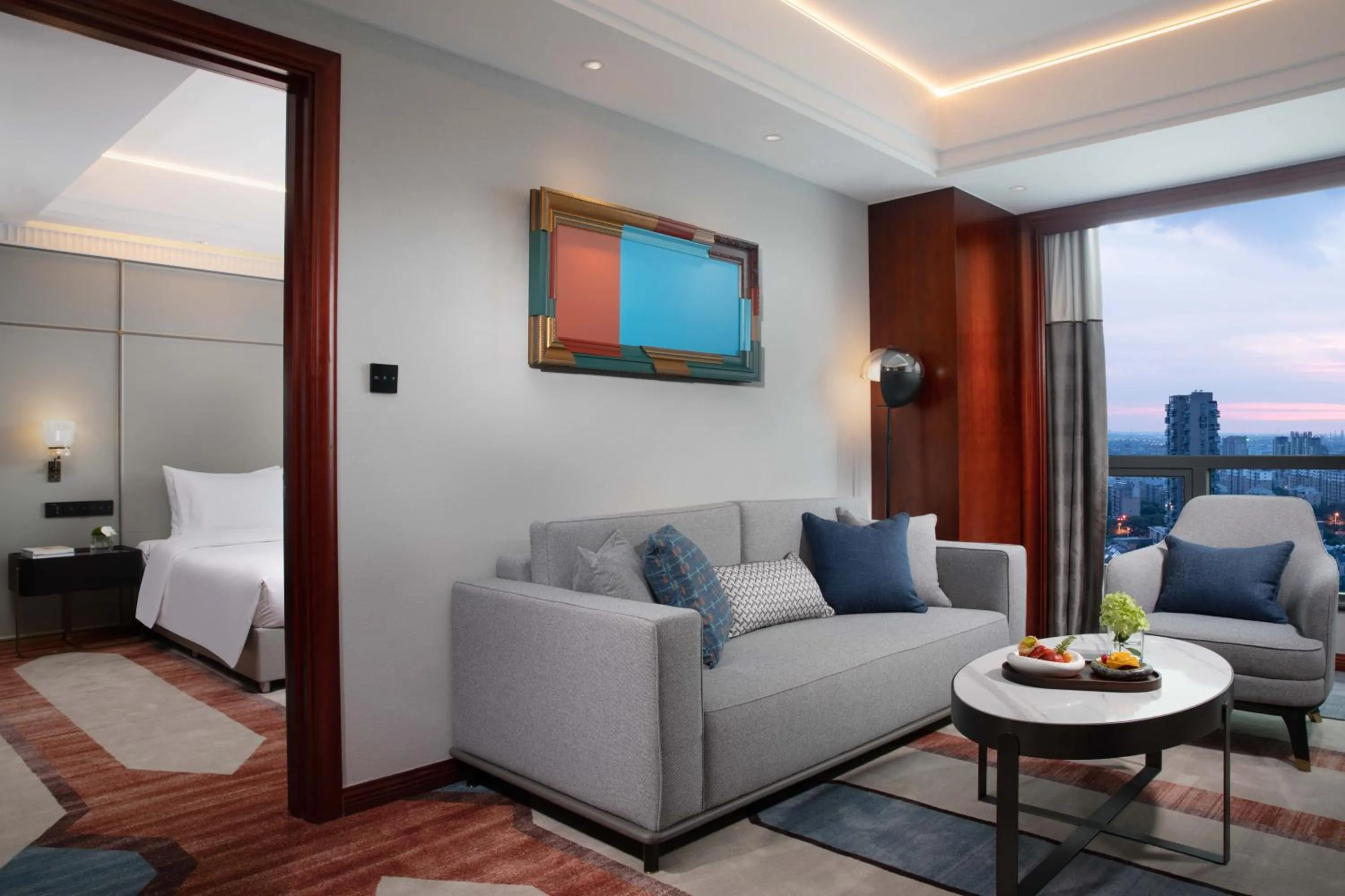 Living room, Bed in Wanda Yi Yangzhou