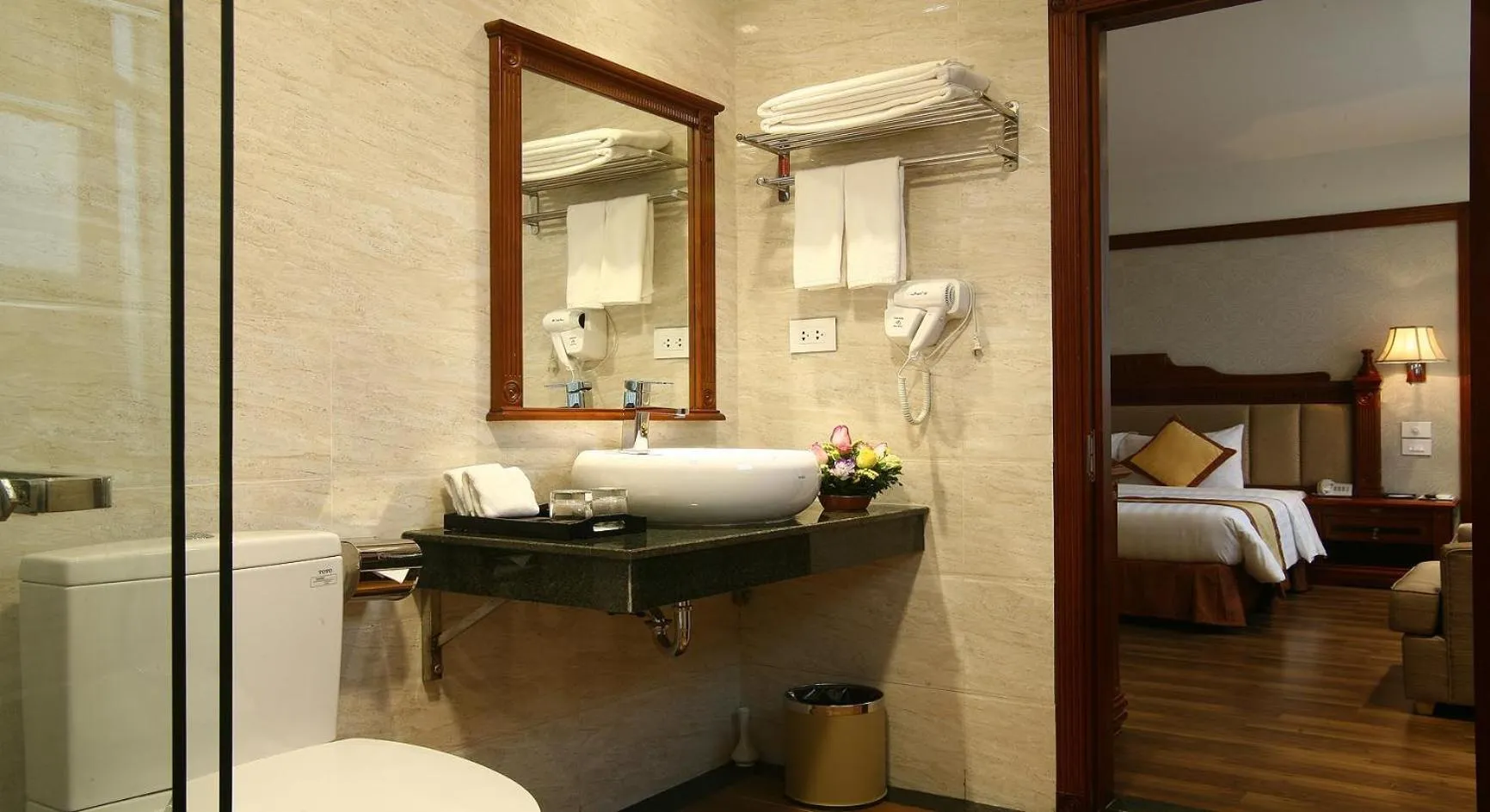 Bathroom, Bed in Western Hanoi Hotel
