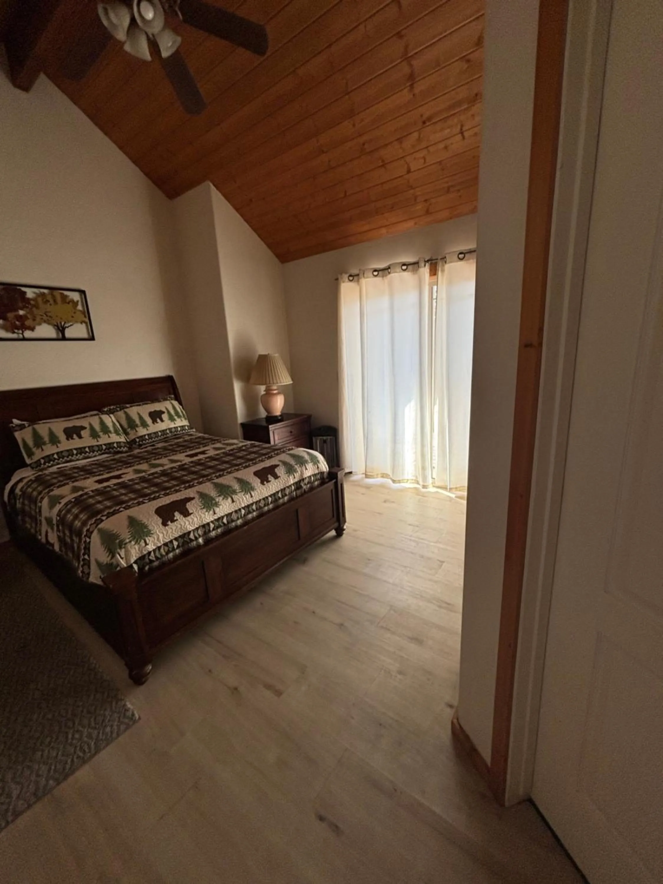 Bed in Sequoia River Front Cabins