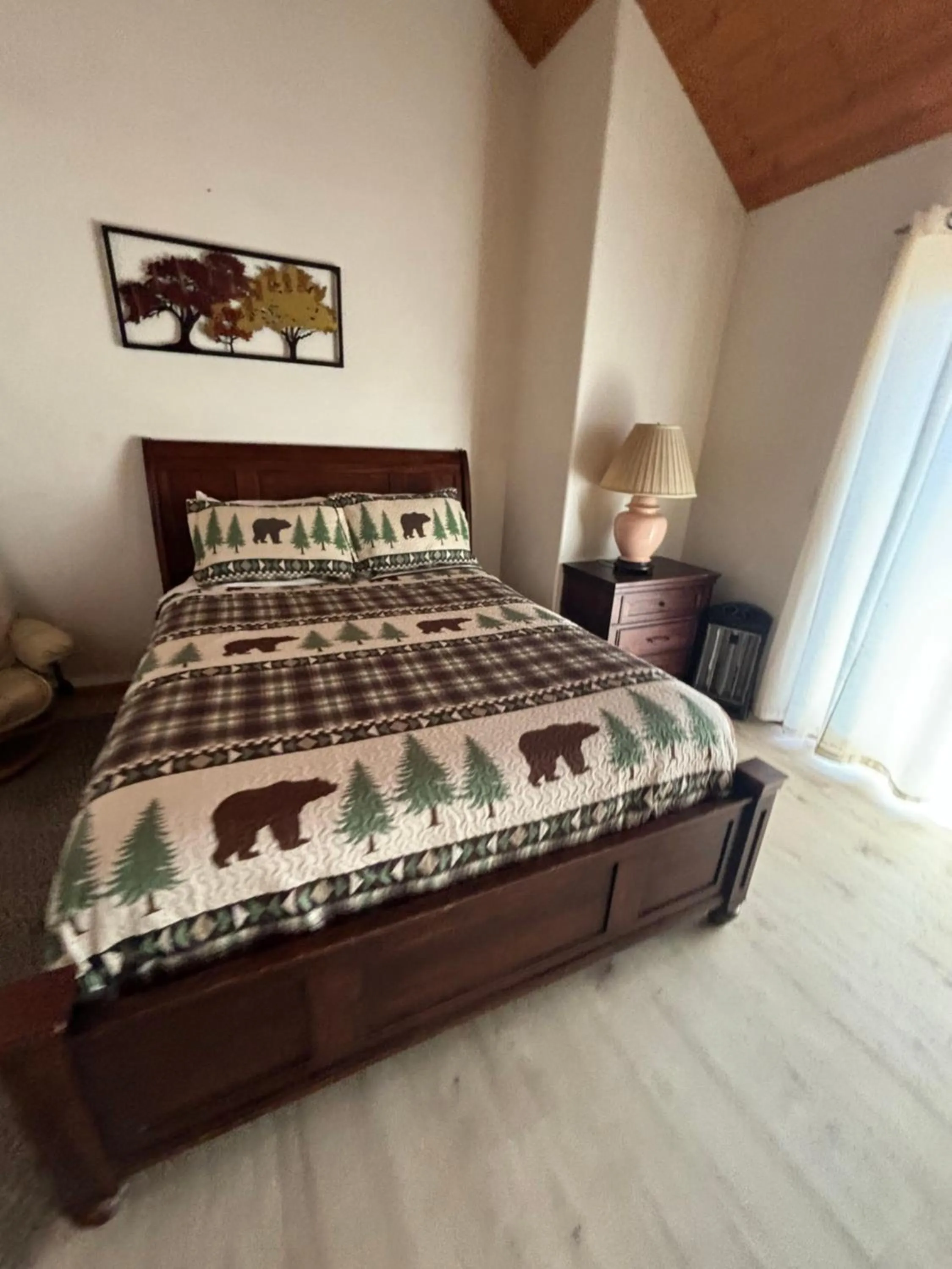 Bed in Sequoia River Front Cabins