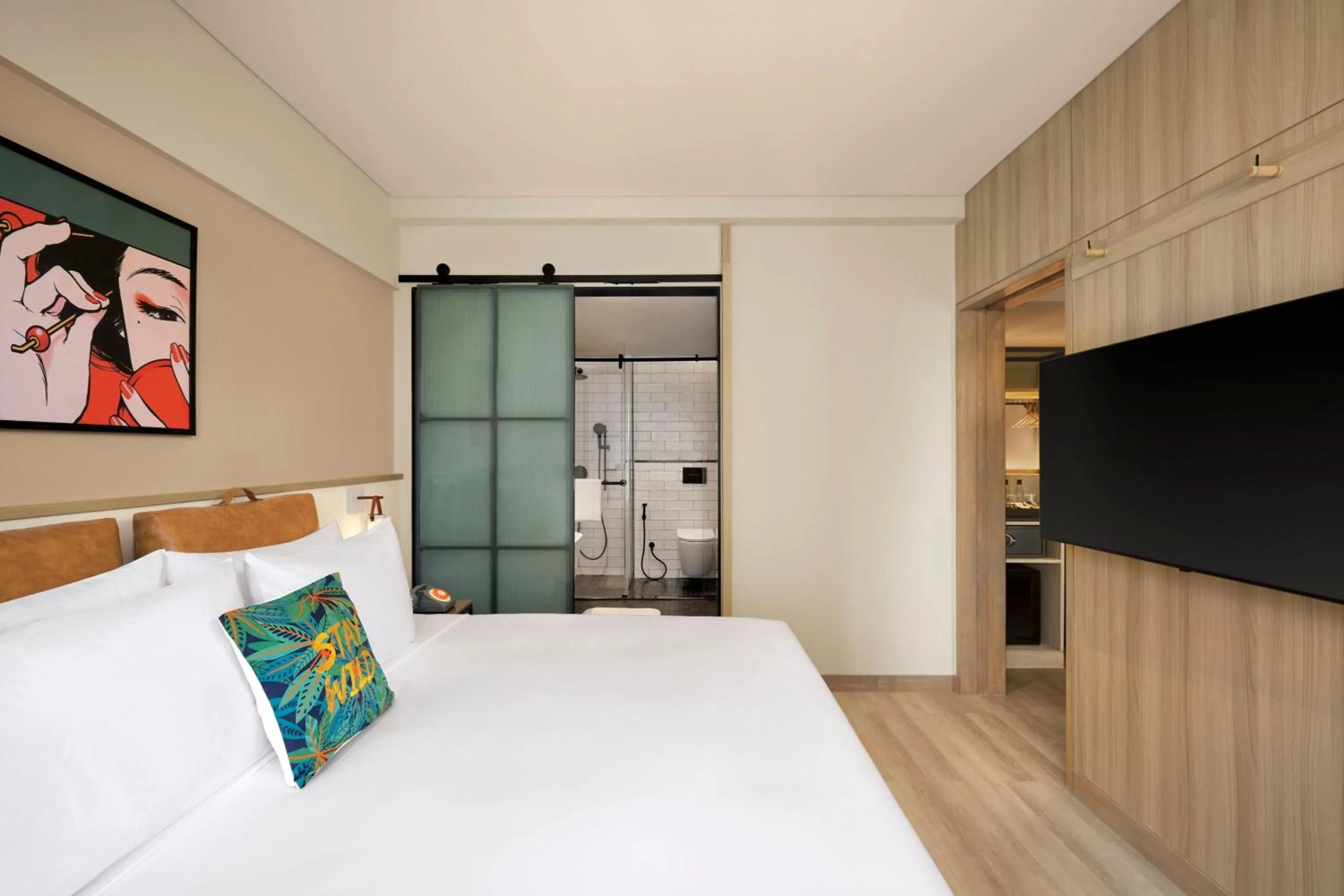 Bedroom, Bed in Moxy Mumbai Andheri West