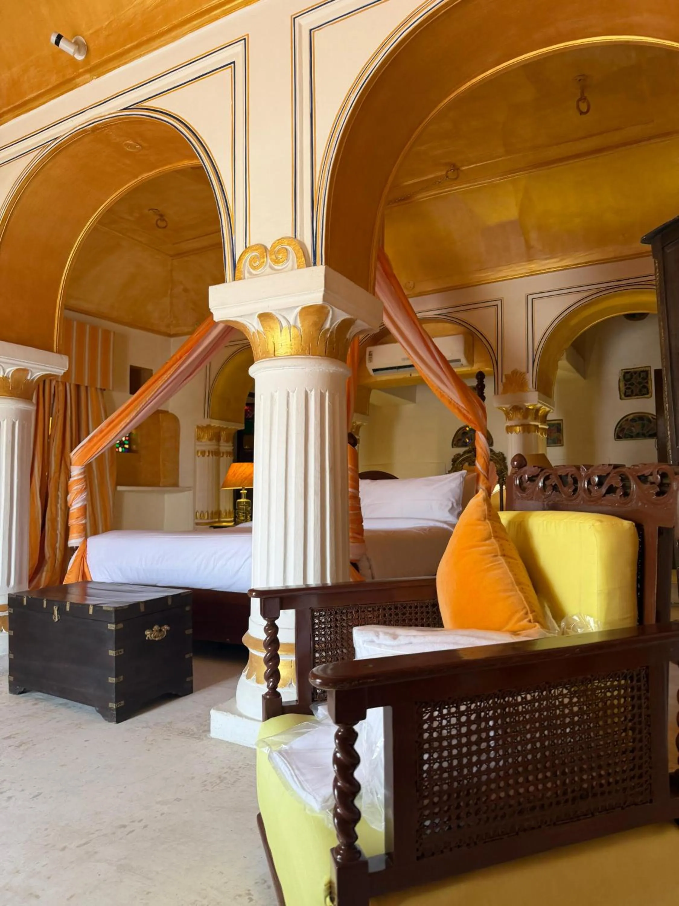 Seating area, Bed in Medieval Forts, Kalwar, Jaipur