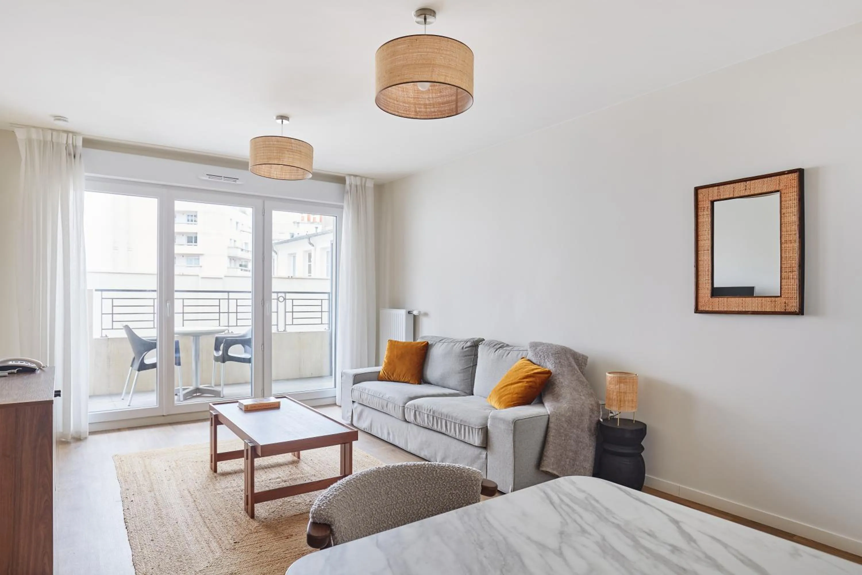Seating area, Bed in Appart Hotel Paris Levallois Maurice Ravel