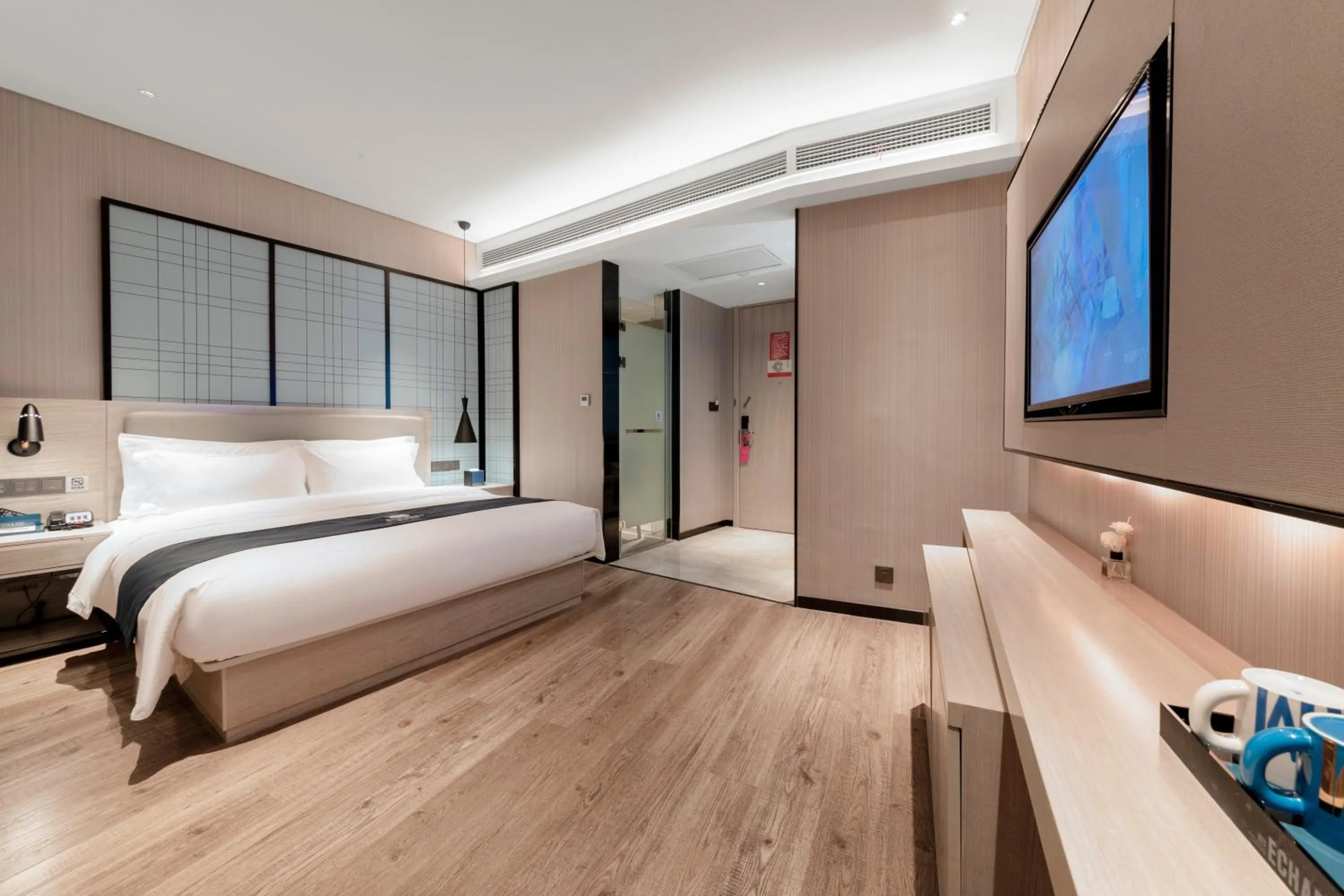 Bed in Echarm Hotel - Wuhan University Hongshan Square Metro Station
