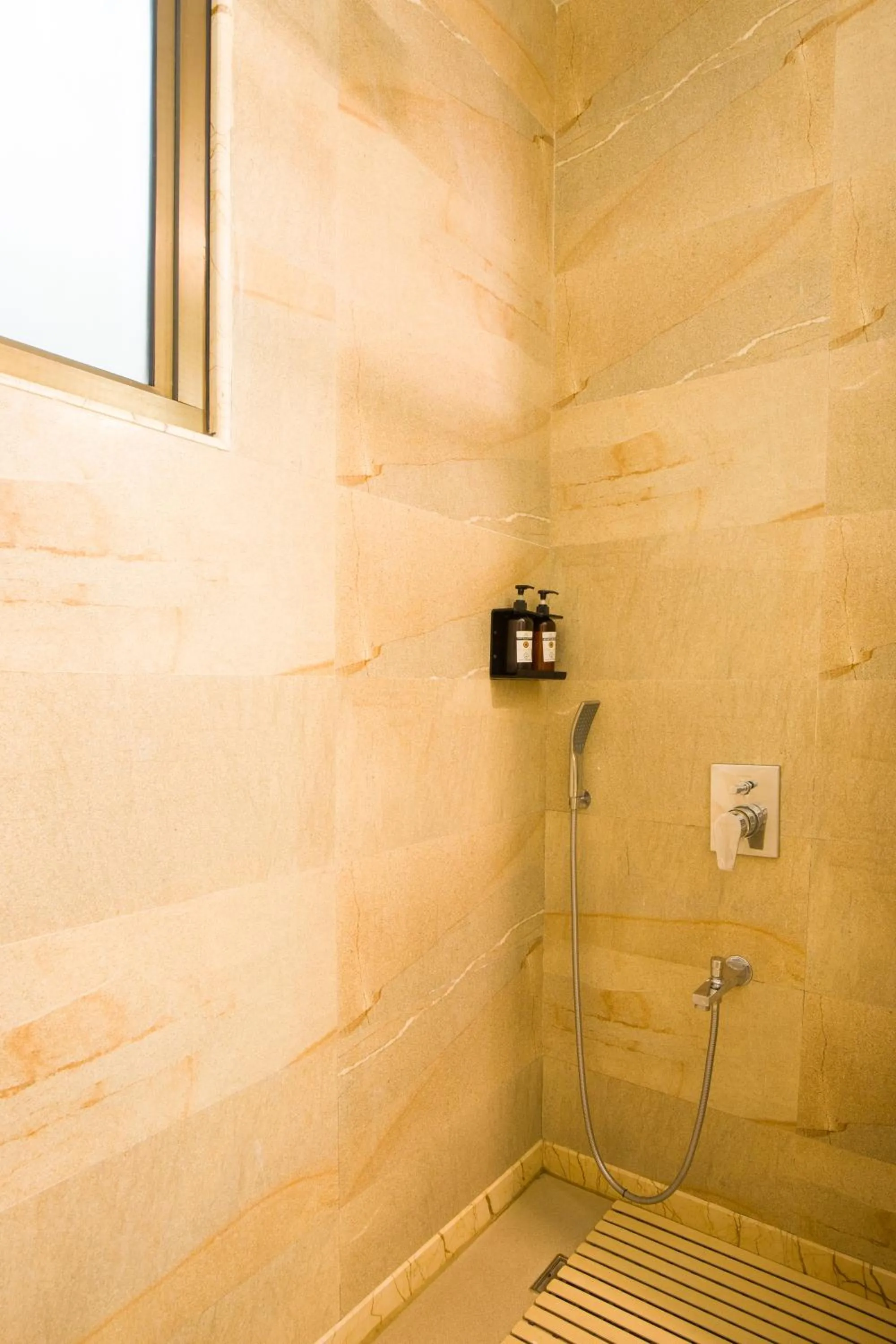 Shower in ELIVAAS Shourya Celesta Luxe 3BHK Villa with Pvt Pool, Udaipur