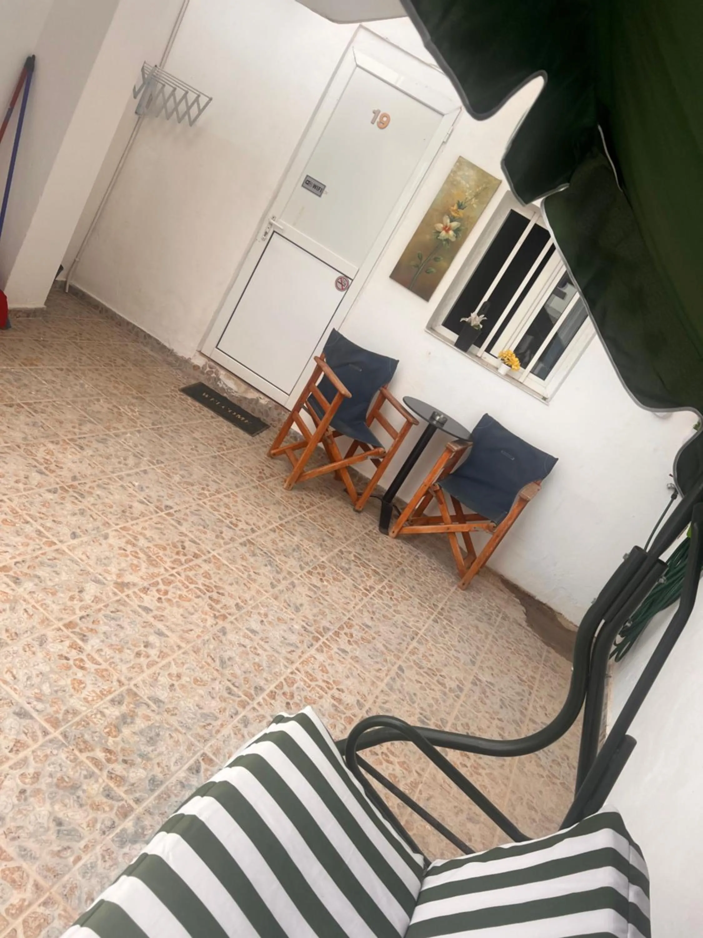Seating area in blue Hotel
