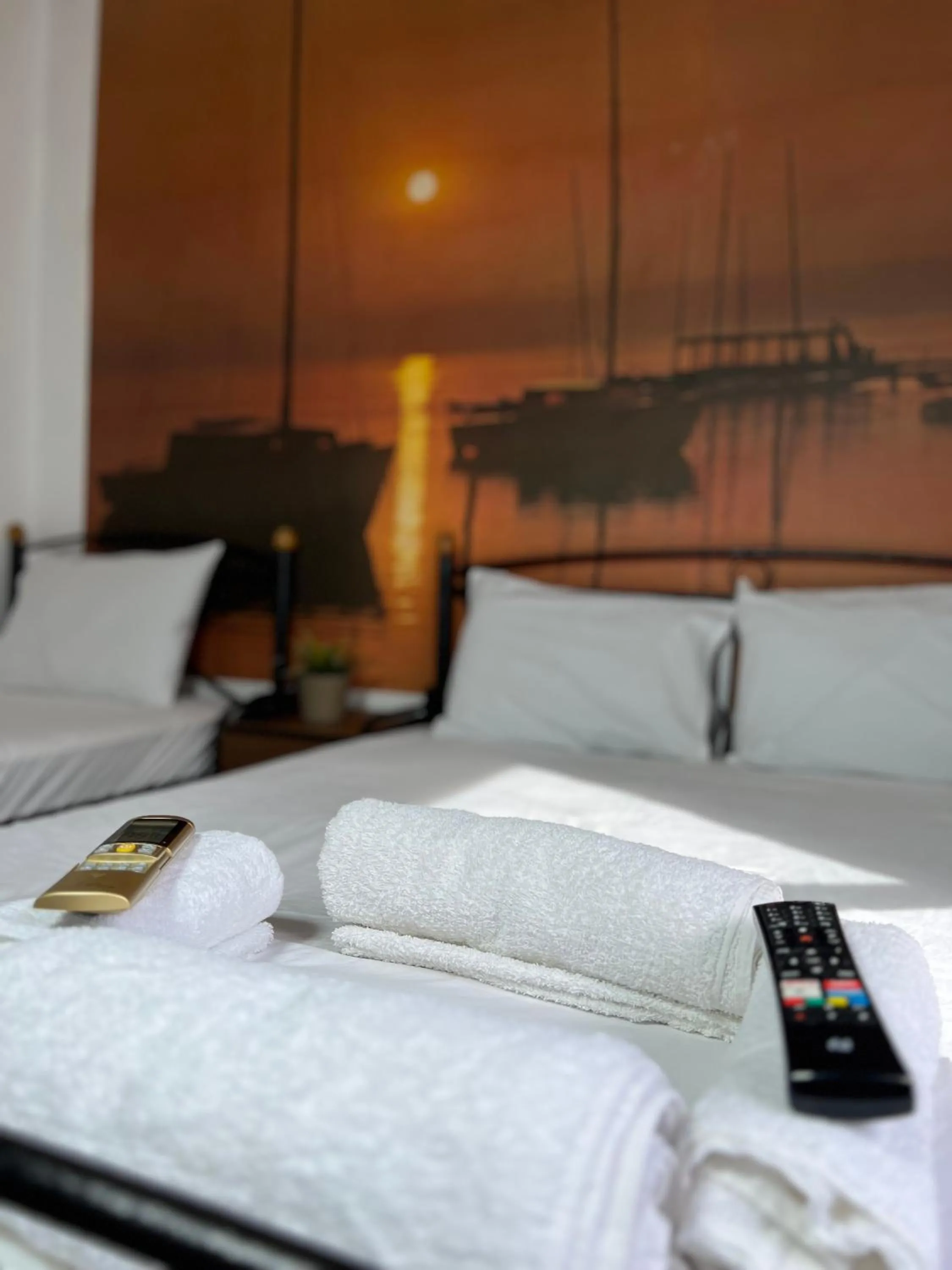 Bed in blue Hotel