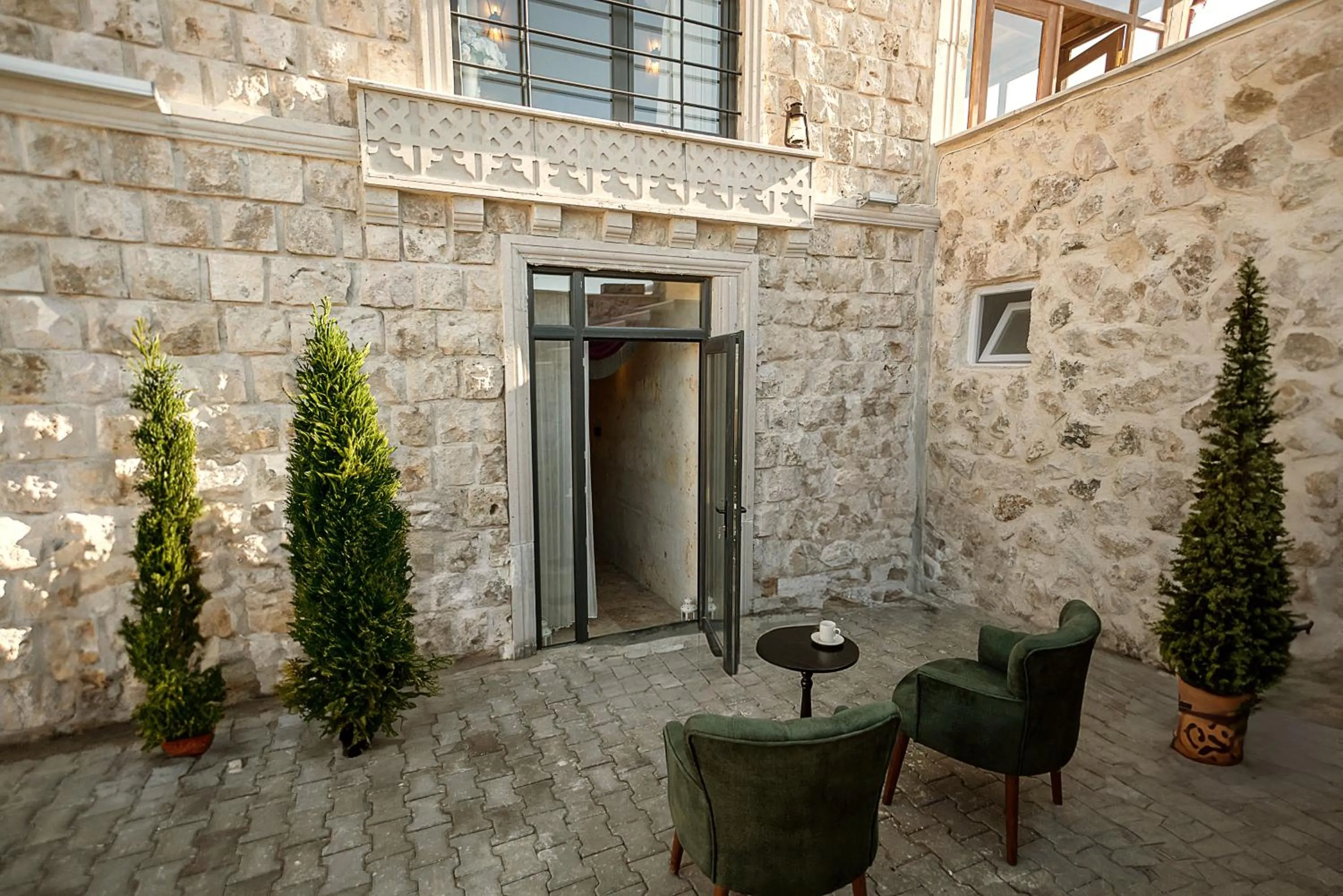 Seating area in Abra Stone House