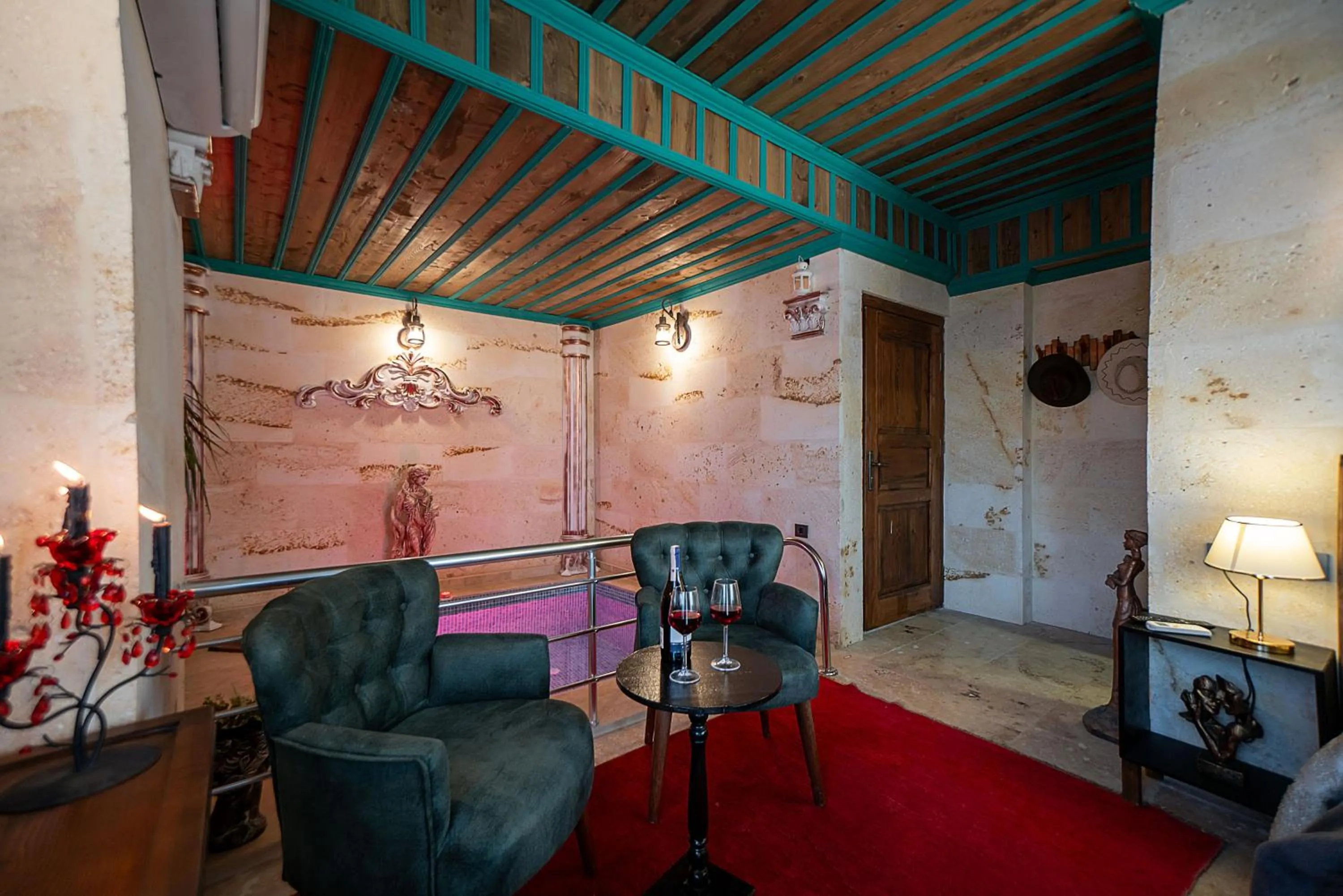 Seating area in Abra Stone House