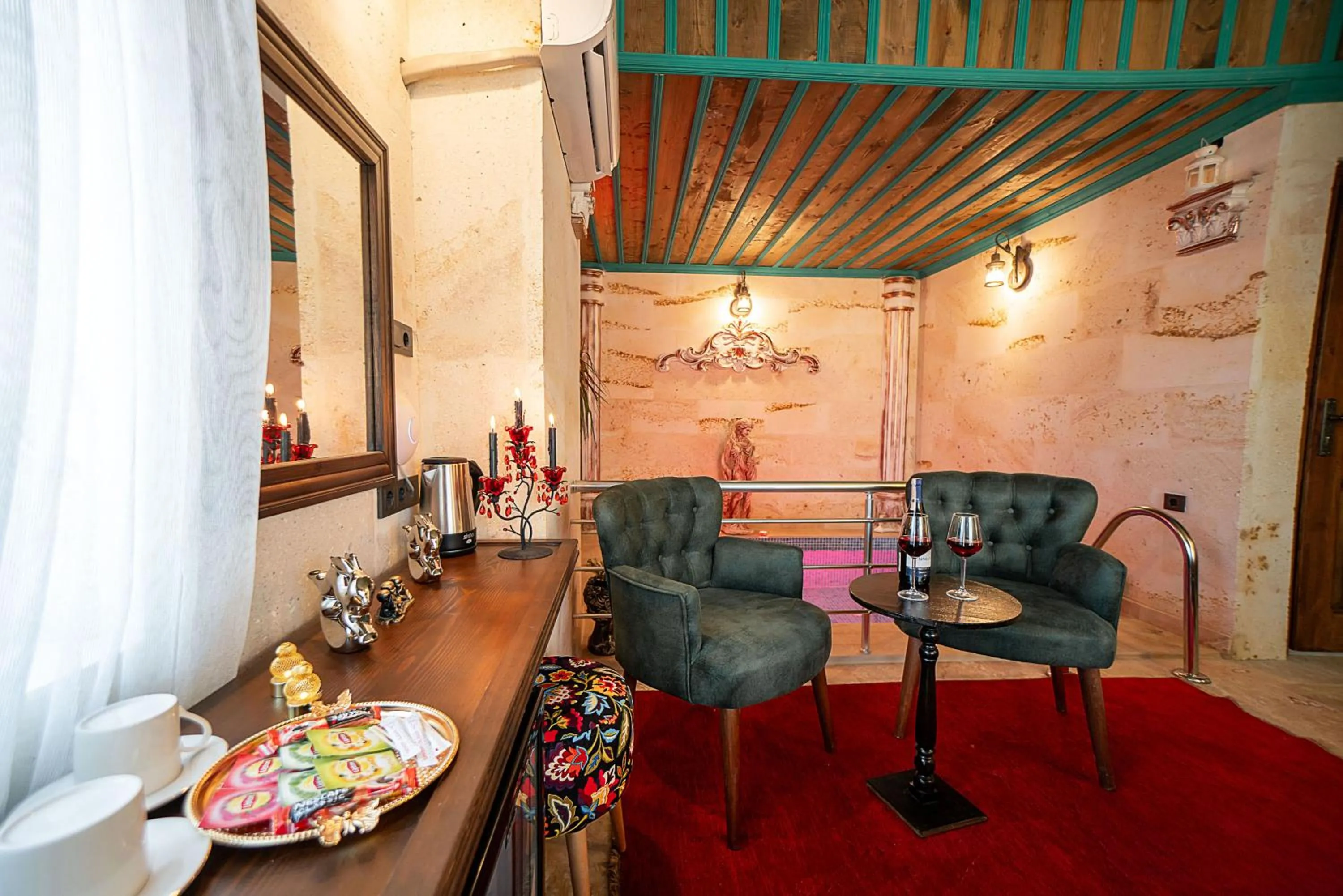 Seating area in Abra Stone House