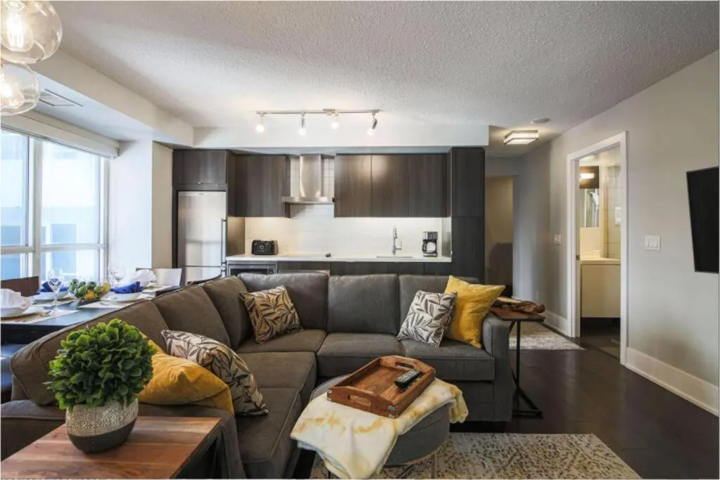 Living room in Skyline Suites - Walk to MTCC, ACC, Rogers Centre & Entertainment District