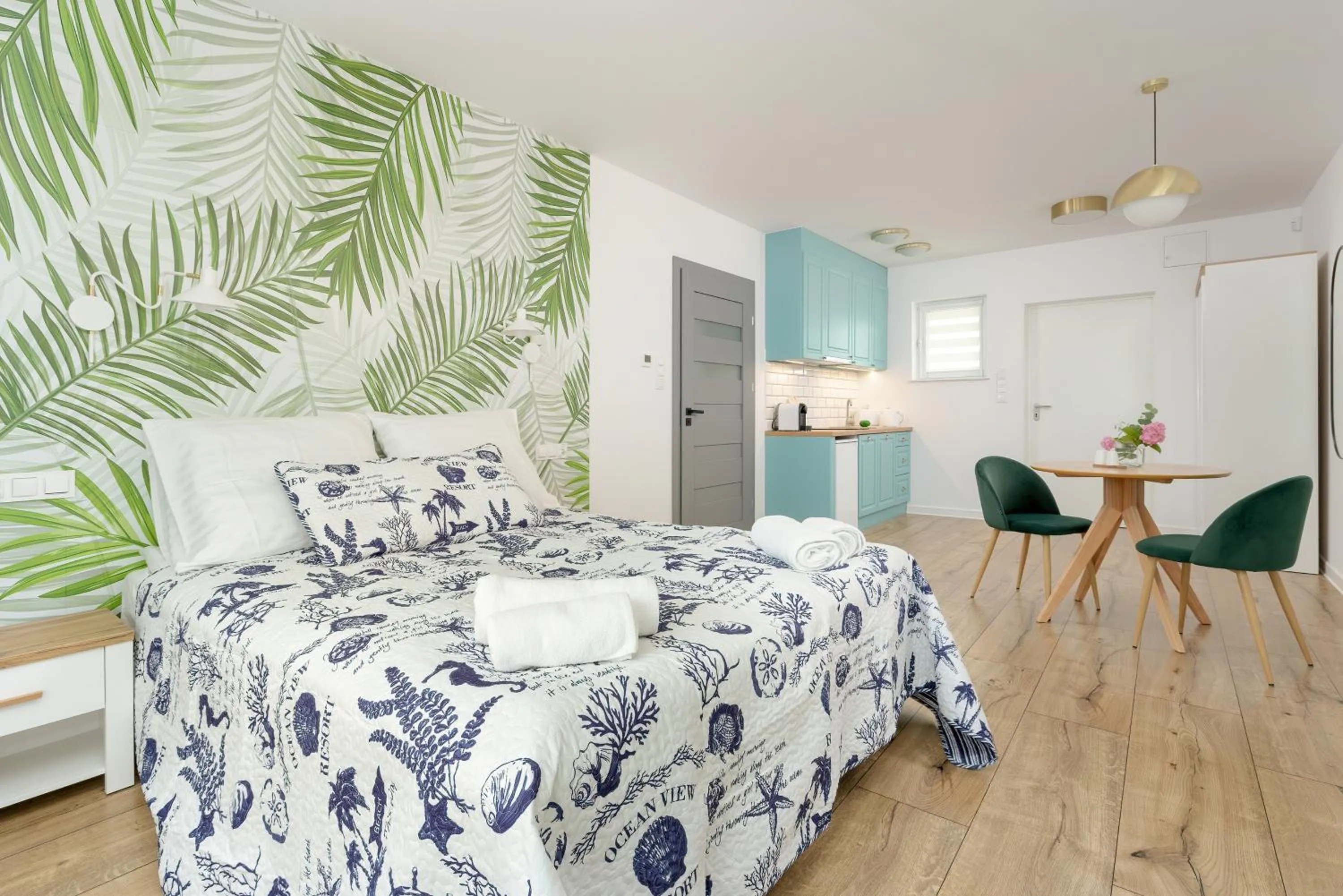 Bed in Akwamaryn Apartamenty