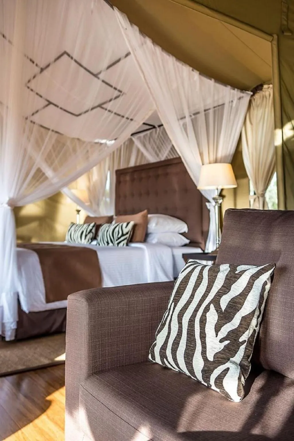 Seating area, Bed in Mutara Camp- Nanyuki