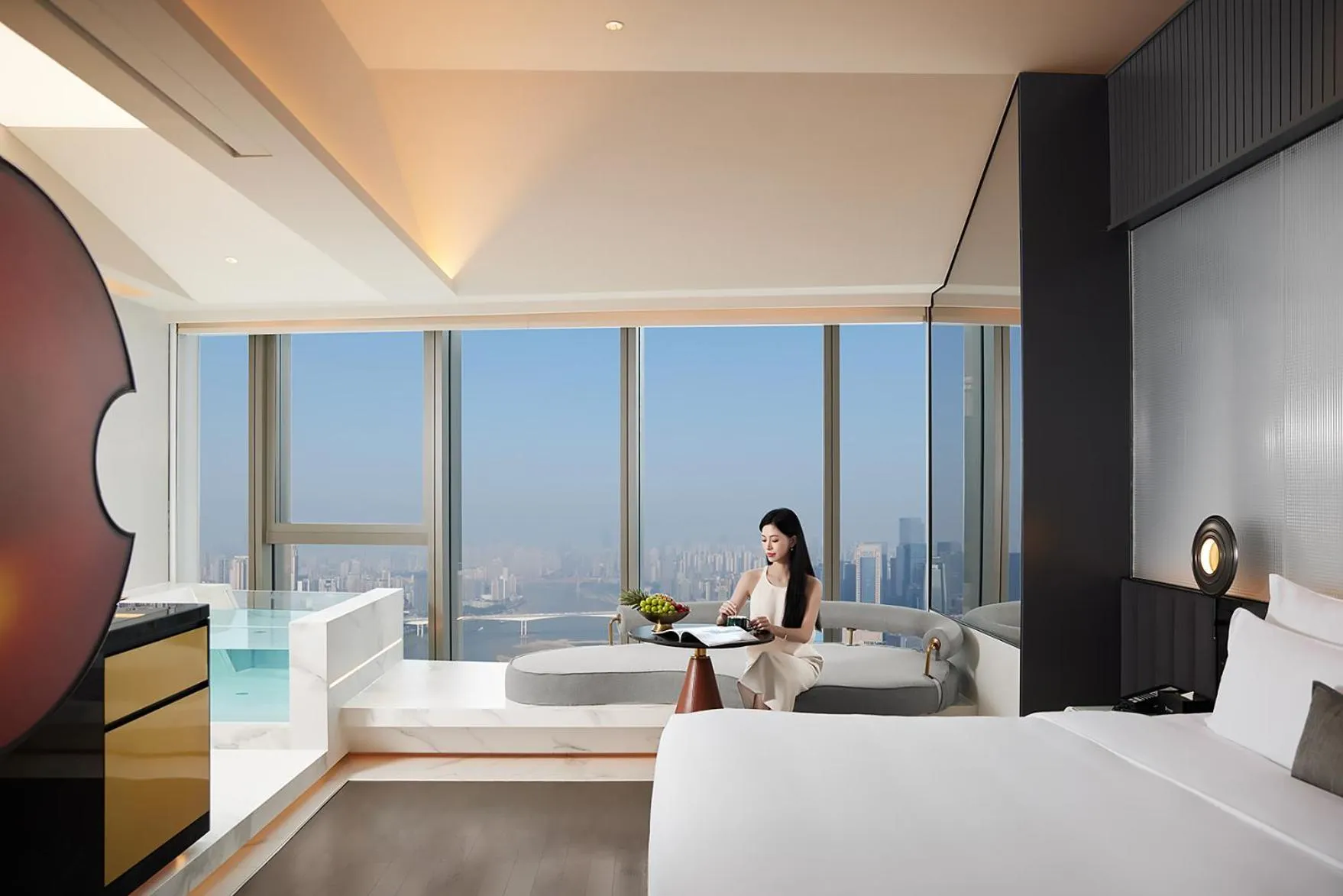 Photo of the whole room, Bed in ISEYA Panoramic Hotel Chongqing Jiefangbei Raffles Plaza