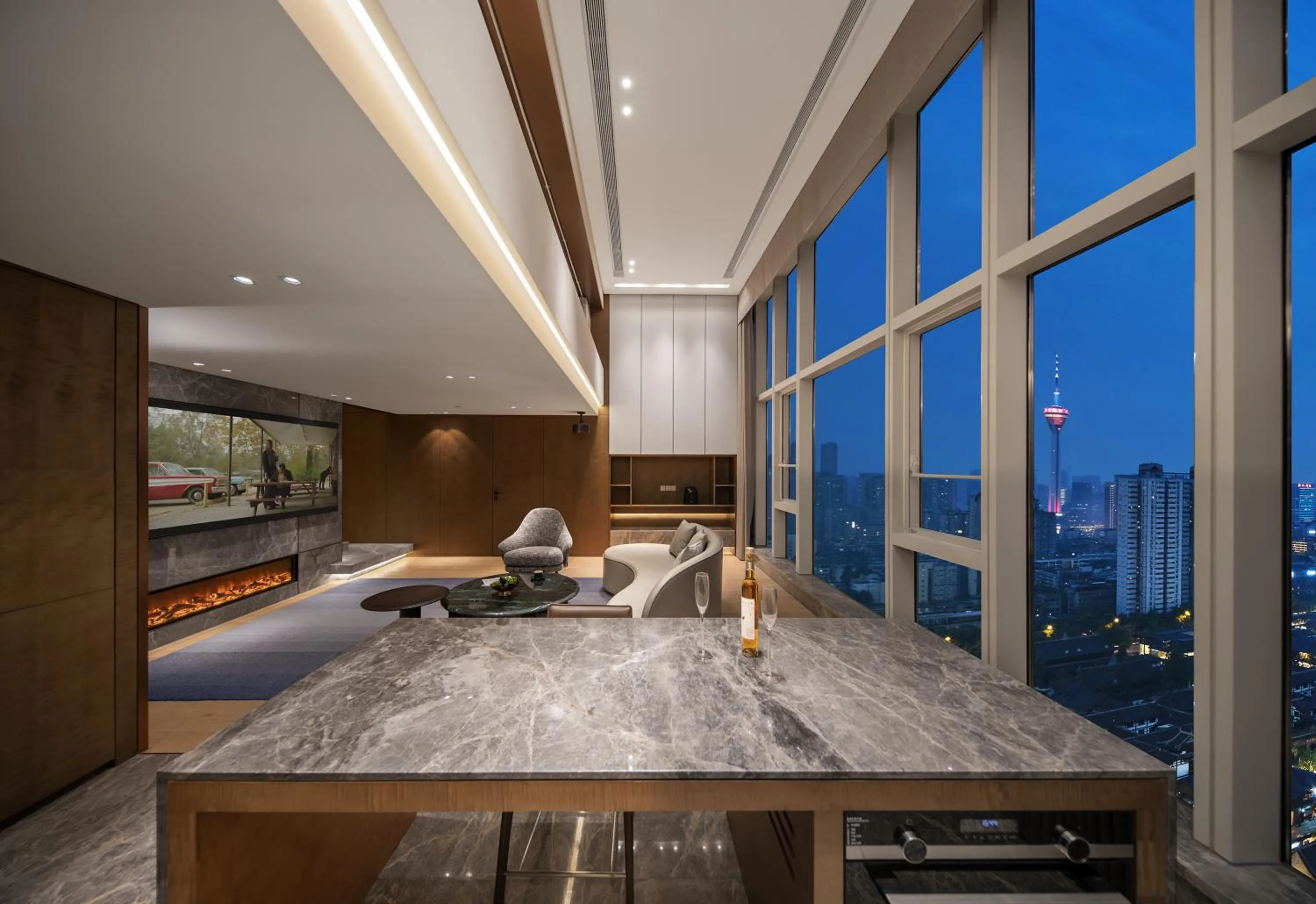 Living room in ISEYA Serviced Apart-ment Chengdu Taikoo Li Flagship