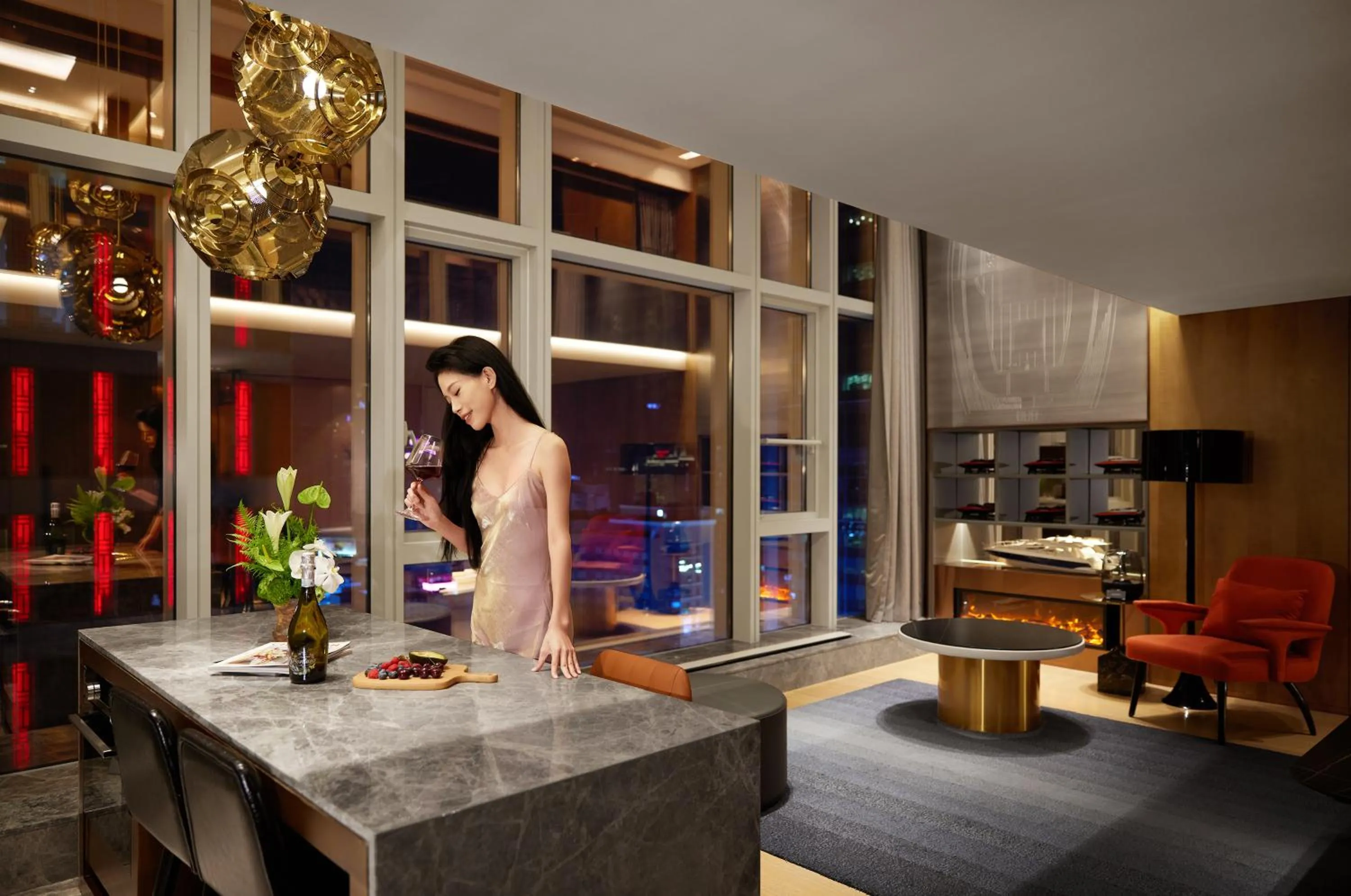 Living room in ISEYA Serviced Apart-ment Chengdu Taikoo Li Flagship