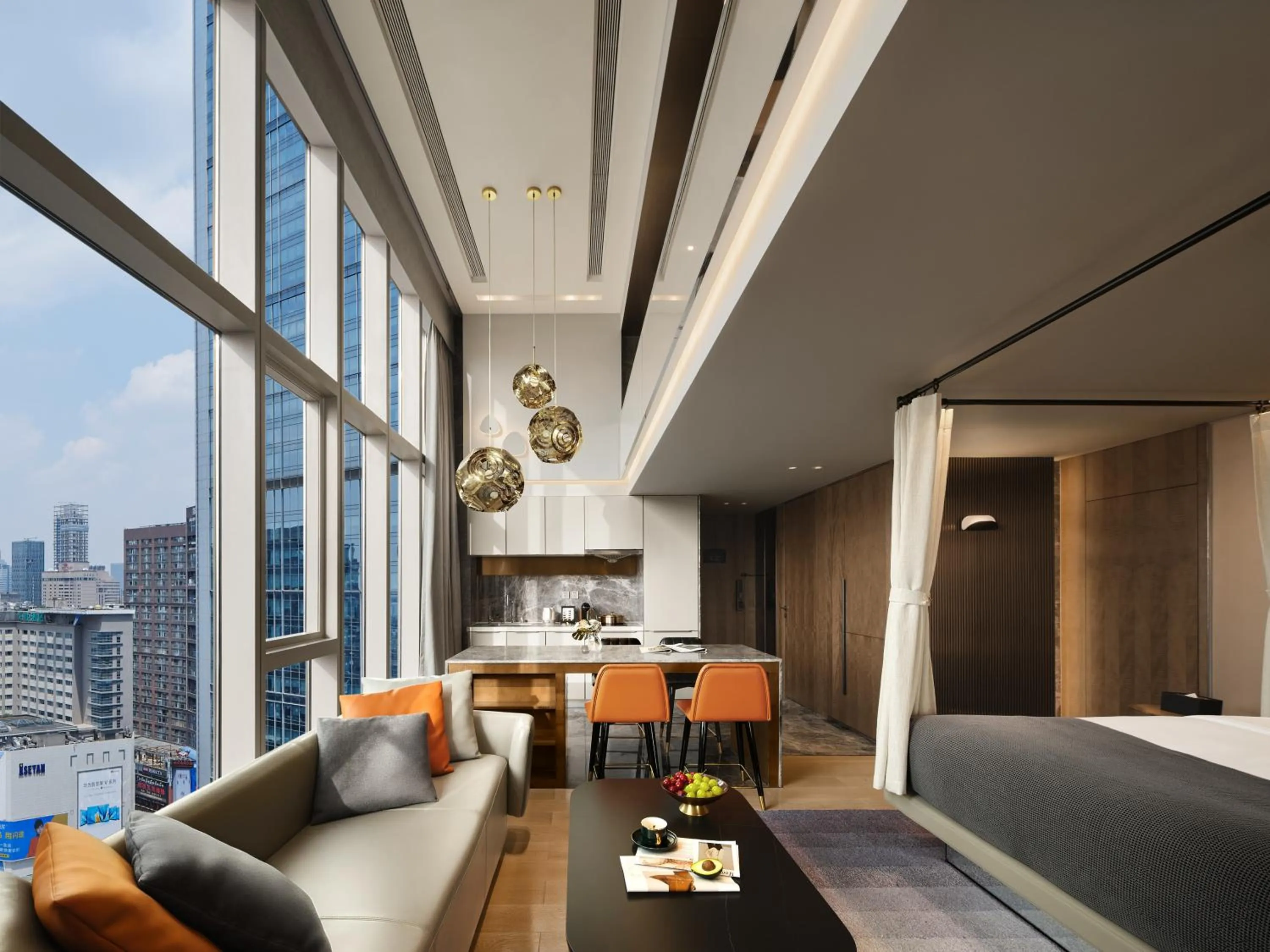 Living room in ISEYA Serviced Apart-ment Chengdu Taikoo Li Flagship