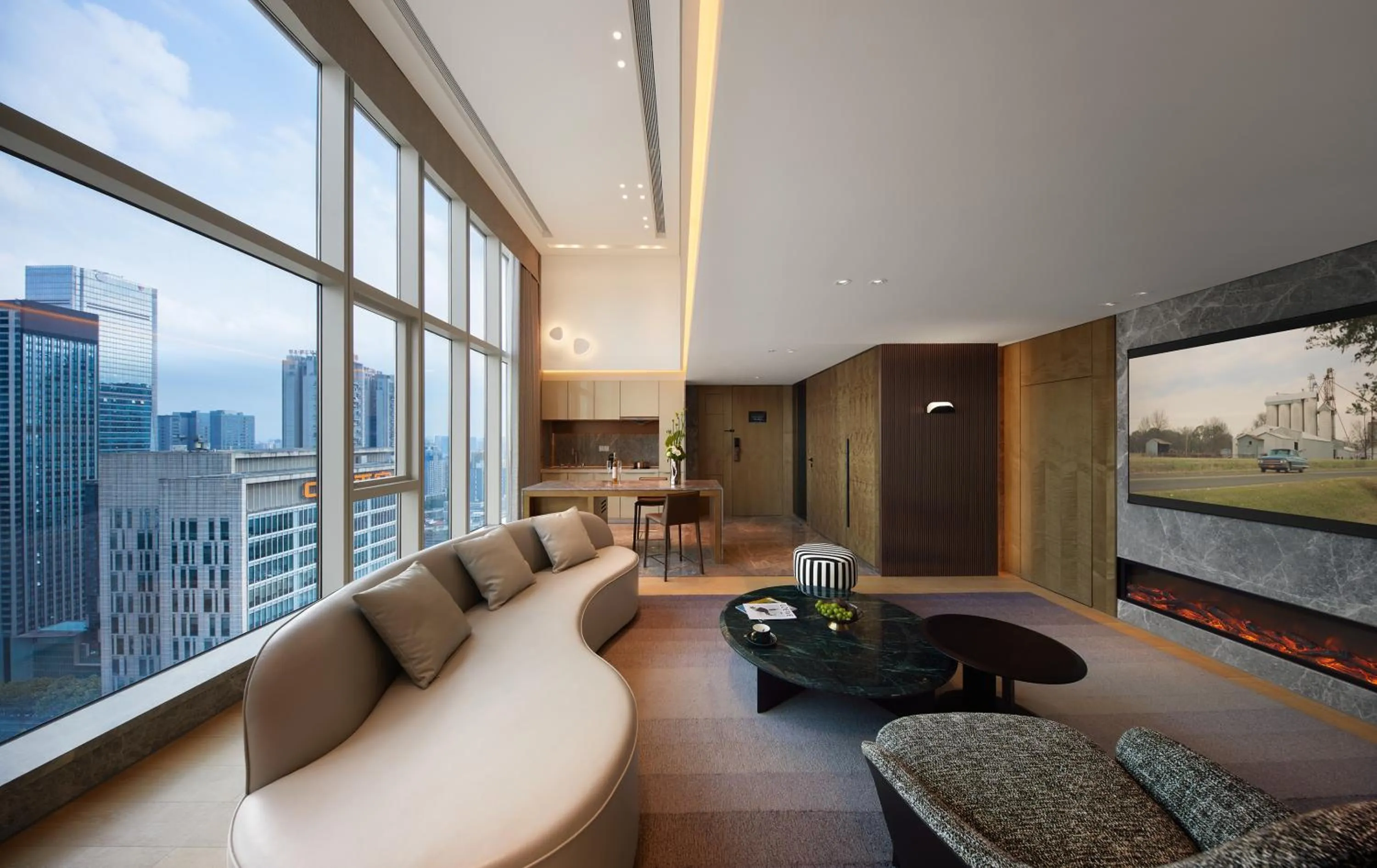 Living room in ISEYA Serviced Apart-ment Chengdu Taikoo Li Flagship