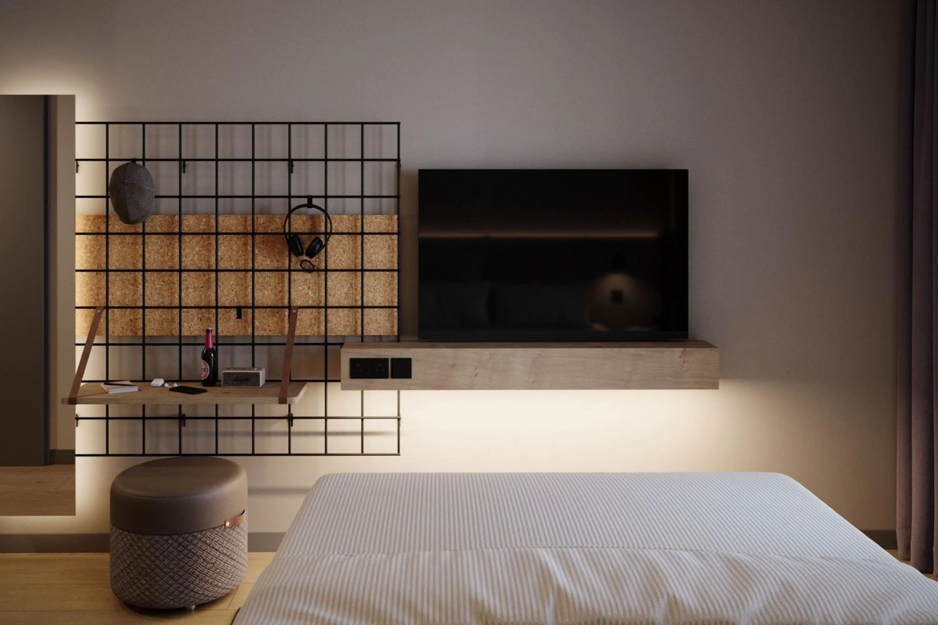 Photo of the whole room, Bed in Moxy Cork