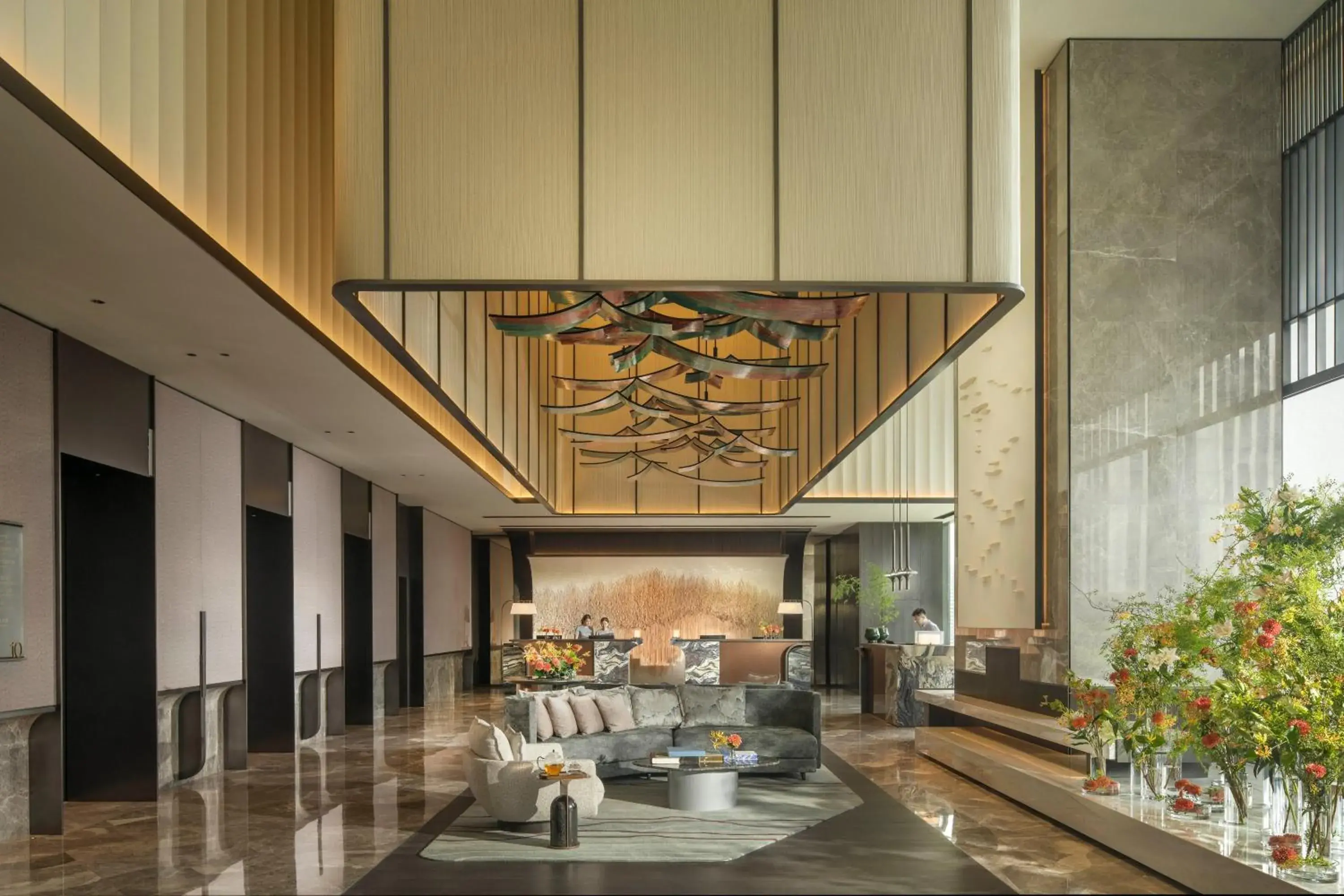 Lobby or reception in Four Seasons Hotel Hangzhou at Hangzhou Centre Lobby or reception in Four Seasons Hotel Hangzhou at Hangzhou Centre