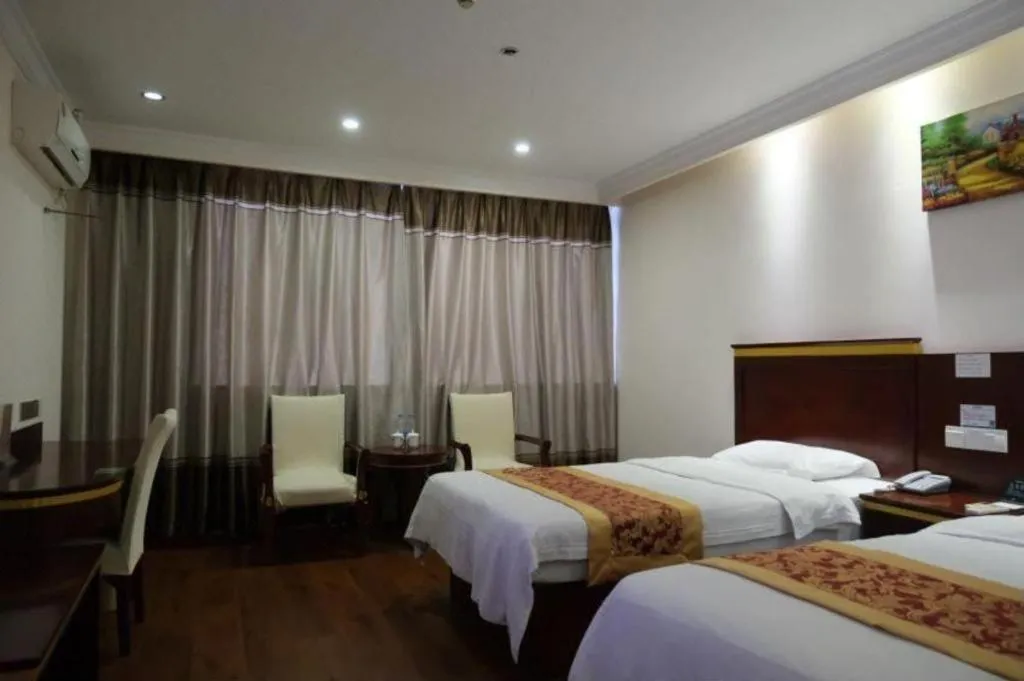 Bed in GreenTree Inn Shanghai Minhang Development Zone Subway Station Business Hotel
