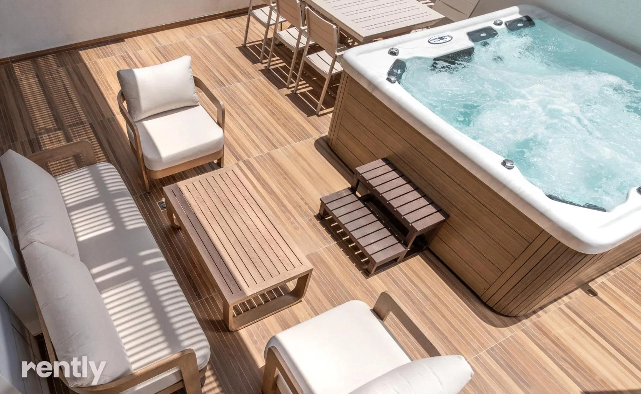 Hot Tub in Luxury Suites With Balcony And Jacuzzi At Sea Side By Rently
