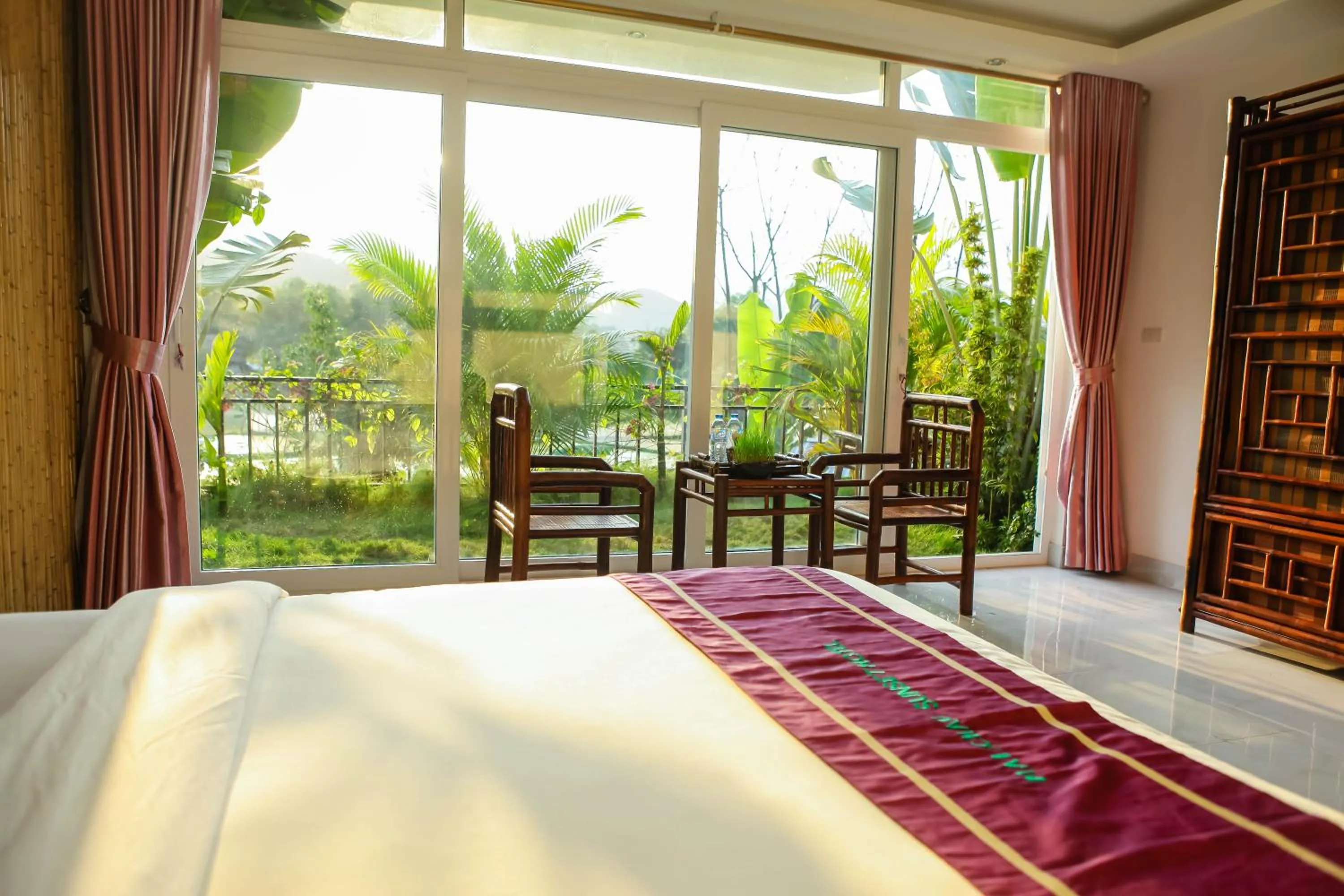 Bed in Mai Chau Sunset Boutique Hotel