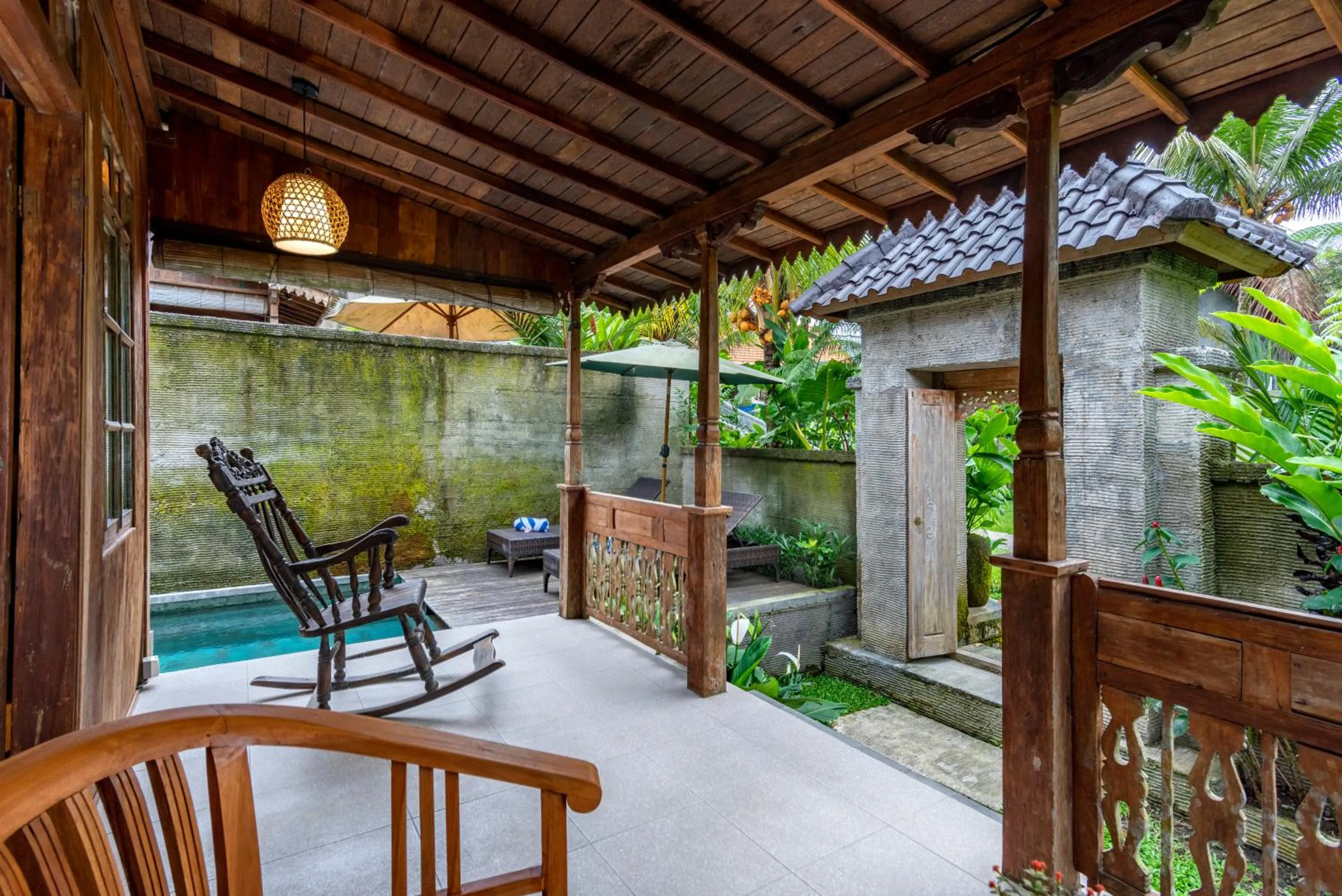 Balcony/Terrace in Taksu Sebatu Villa by Dhananjaya Hospitality