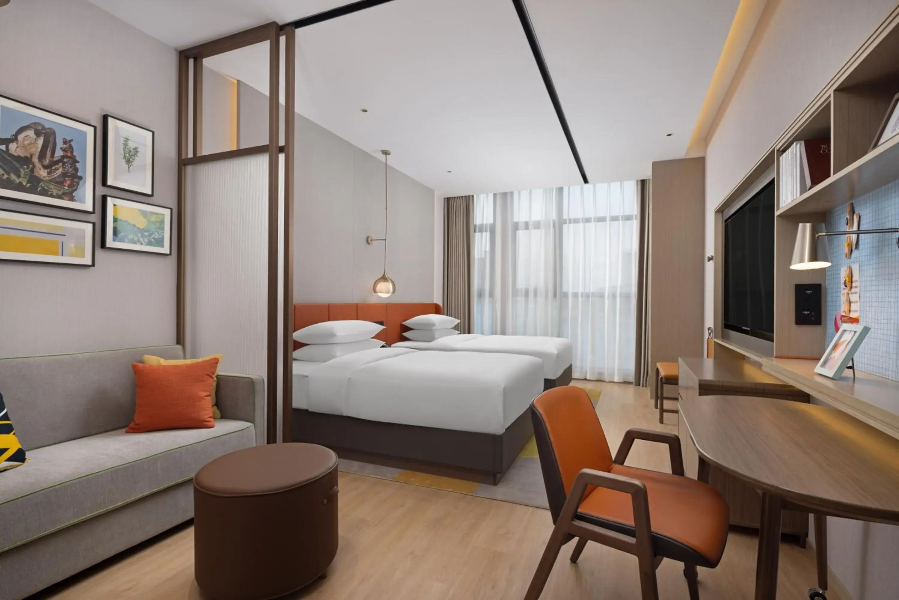 Bed in Home2 Suite by Hilton Dongguan Shipai Bed in Home2 Suite by Hilton Dongguan Shipai