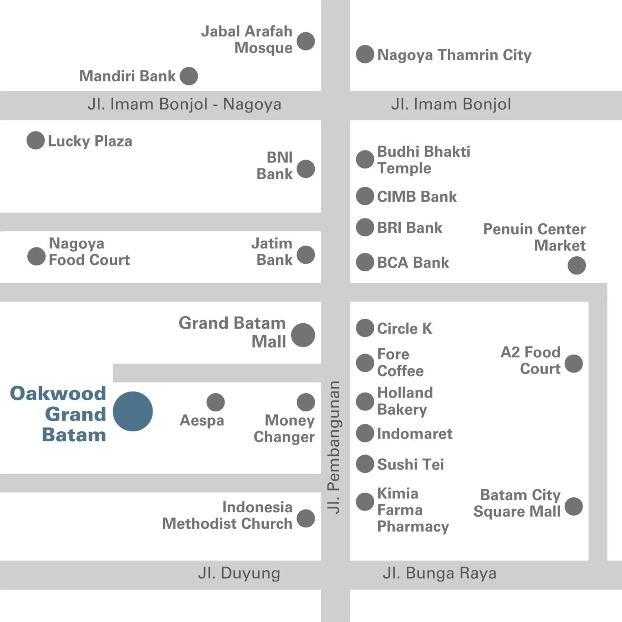 Nearby landmark in Oakwood Hotel & Apartments Grand Batam
