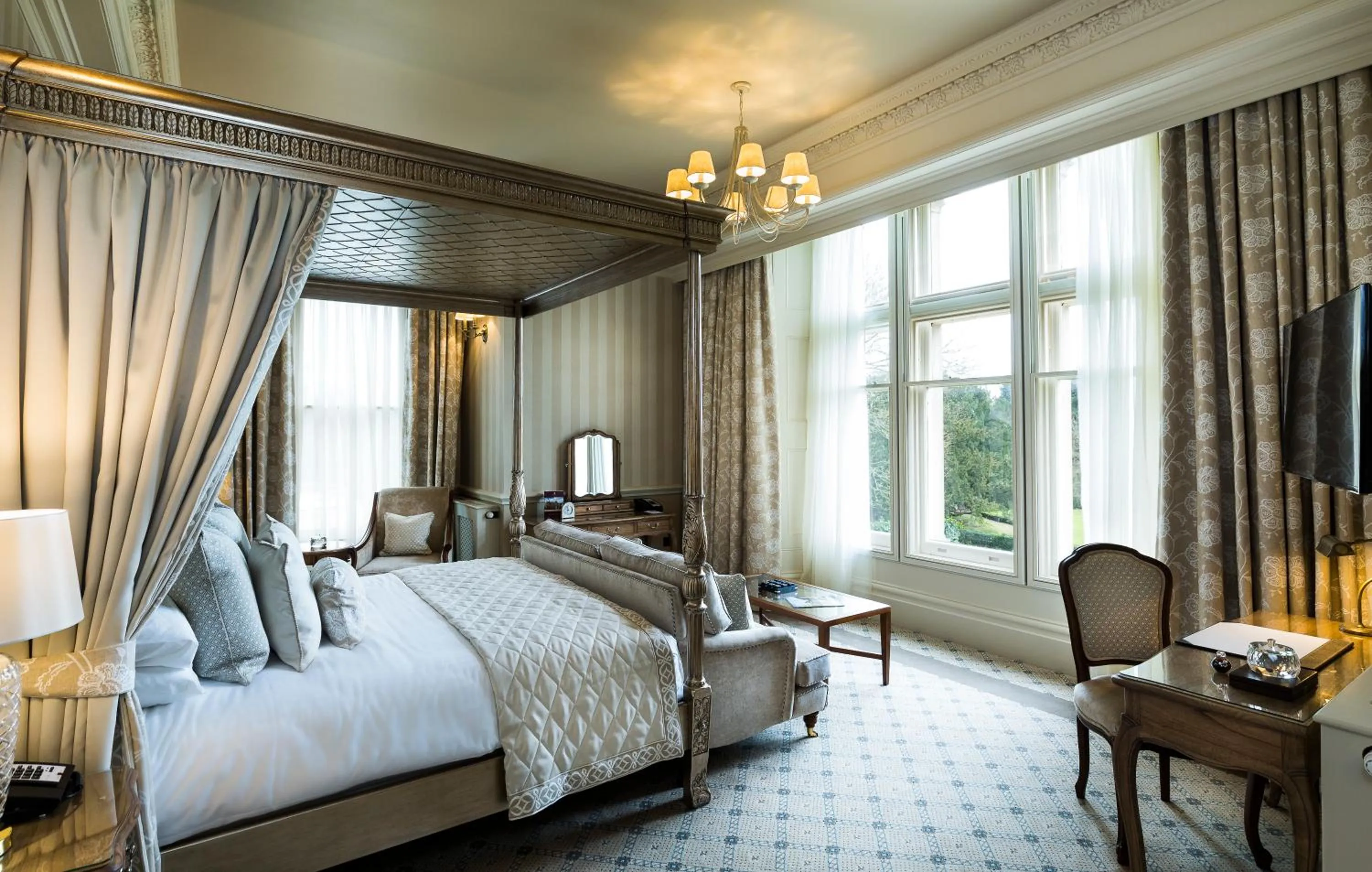 Bed in Down Hall Hotel