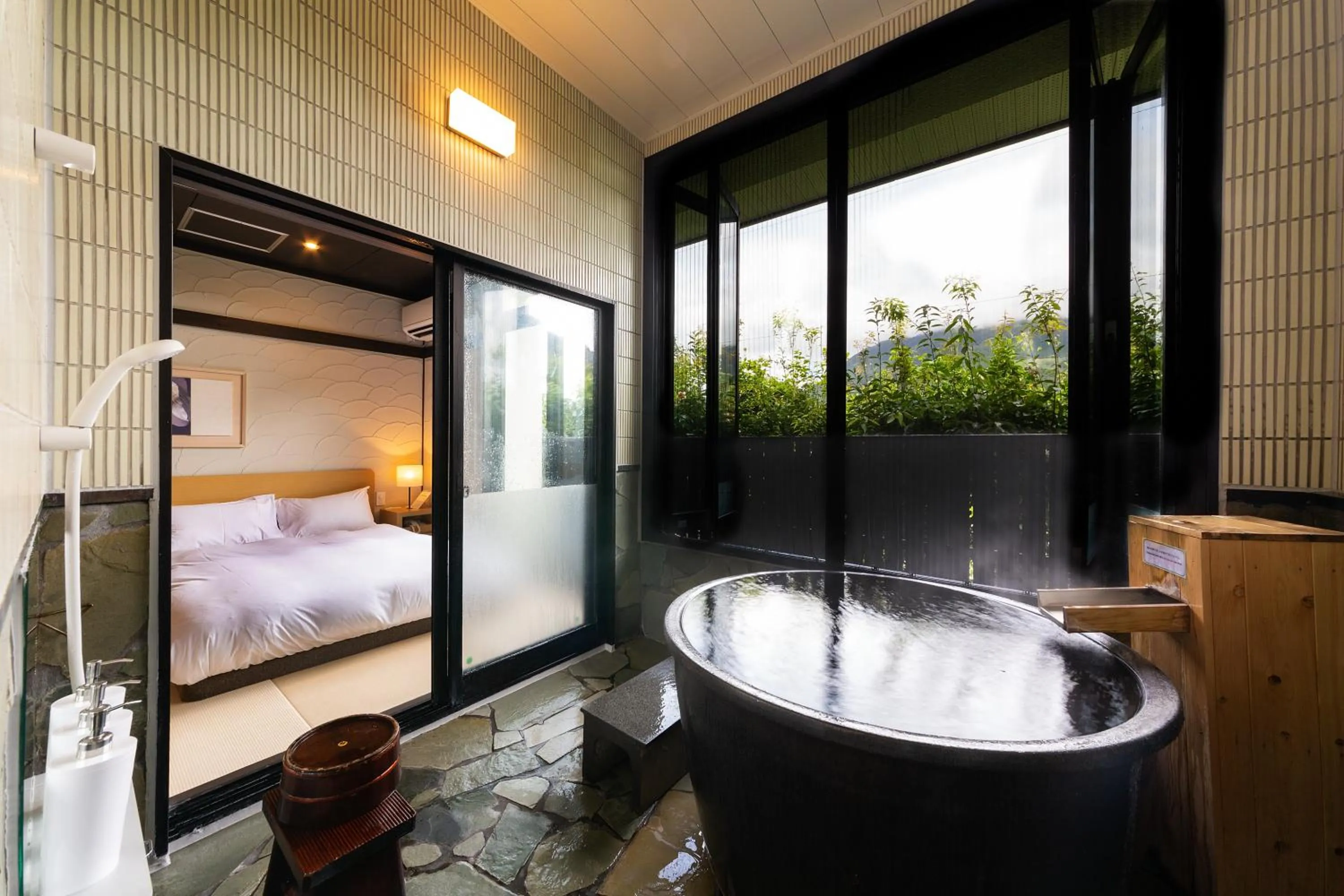 Bathroom, Bed in Yufudake Ichibo no Yado Kirara