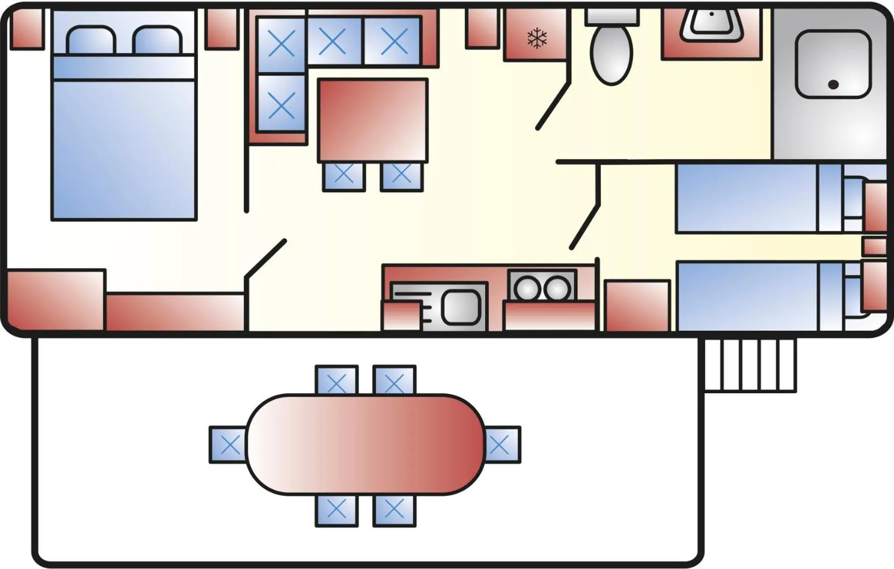 Floor plan in Albatross Mobile Homes on Camping Bella Italia
