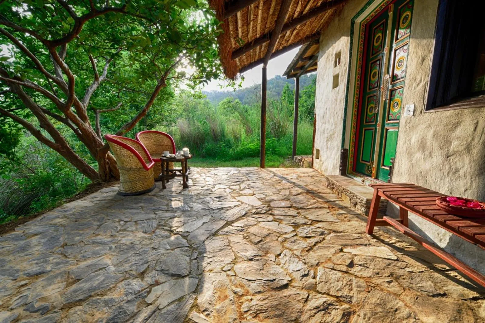 Patio in Paatlidun Safari Lodge, Jim Corbett