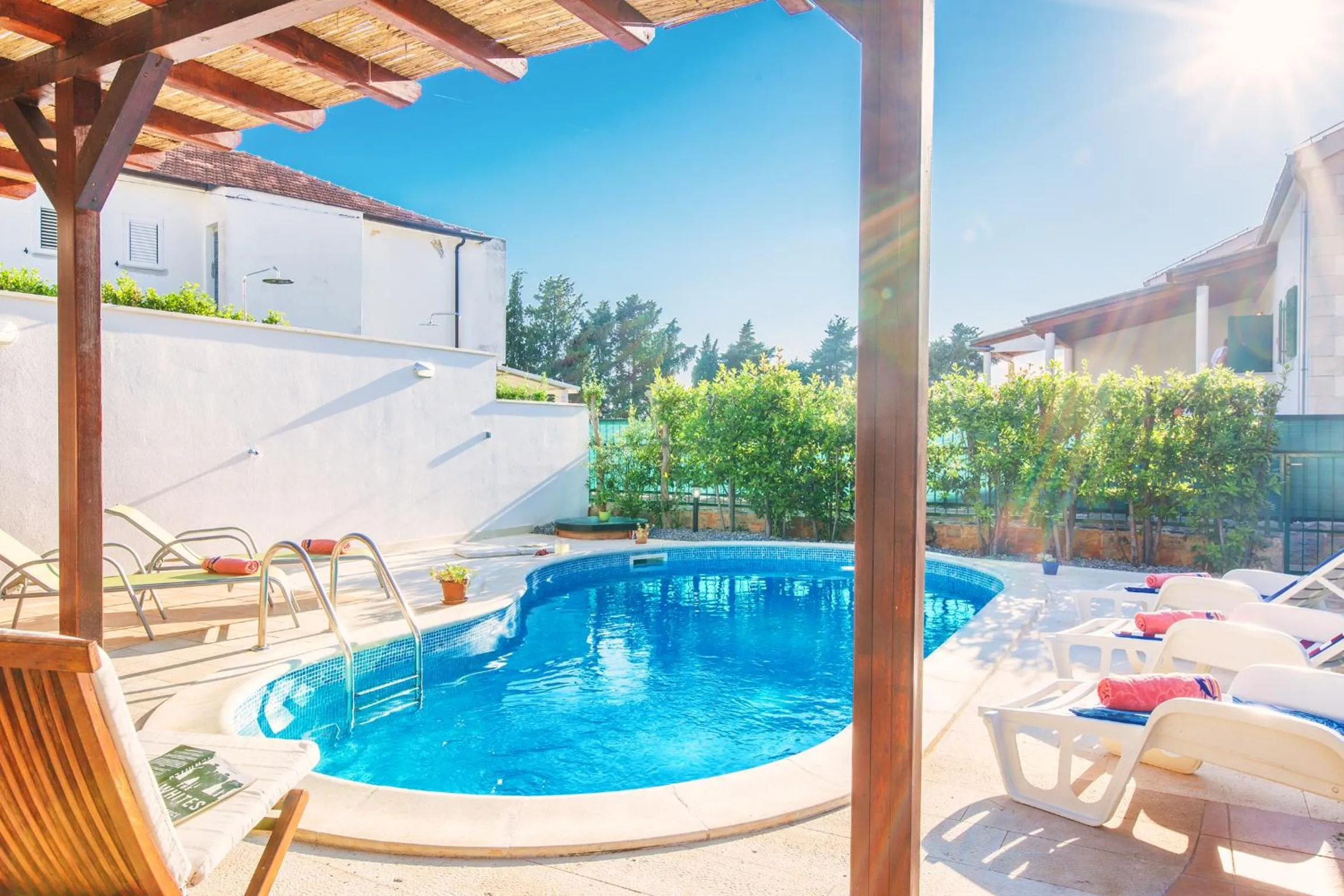 Pool view in Villa Cvita 80 m from the sea, free breakfast - DIRECT LANDLORD