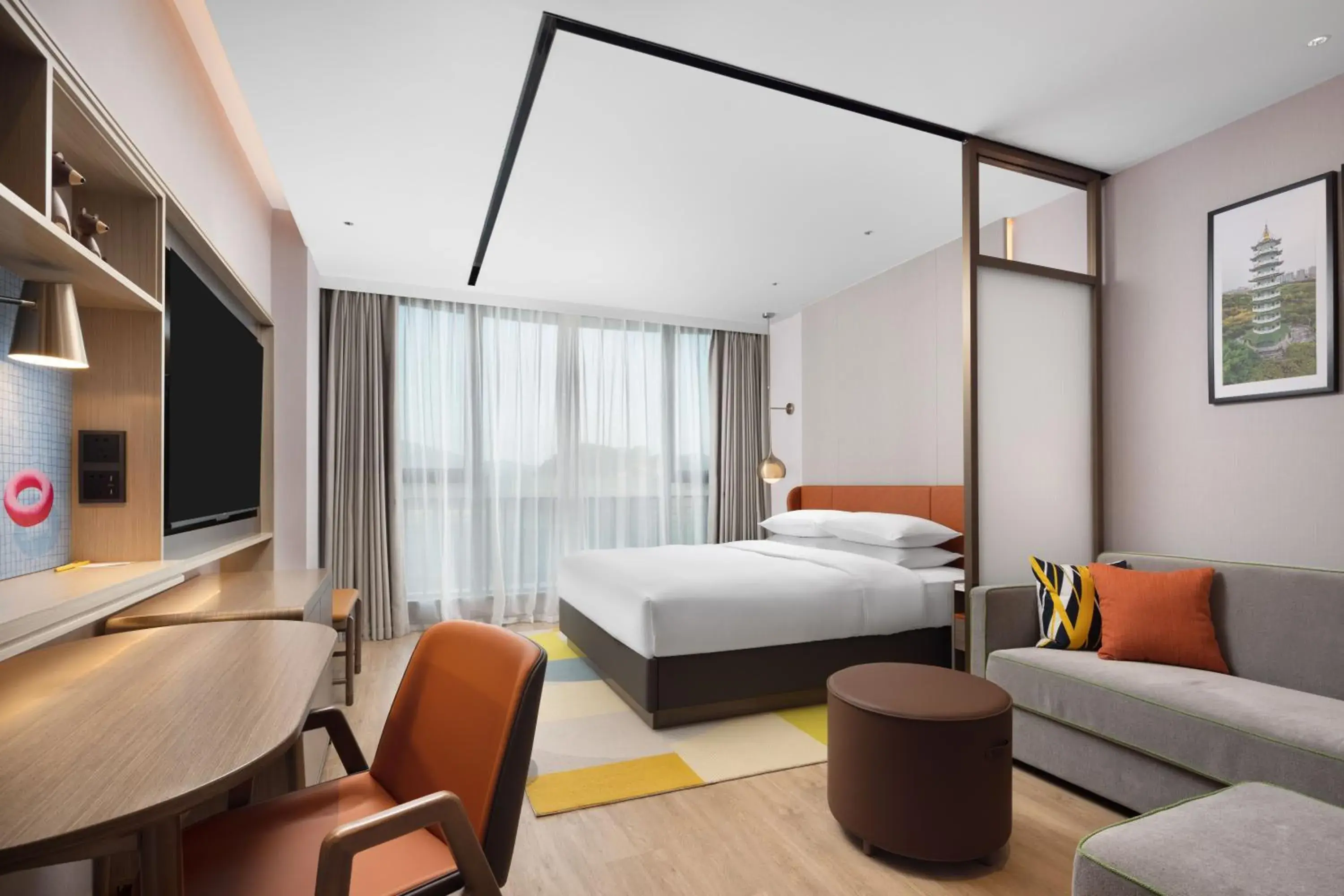 Bed in Home2 Suite by Hilton Guangzhou Conghua Bed in Home2 Suite by Hilton Guangzhou Conghua