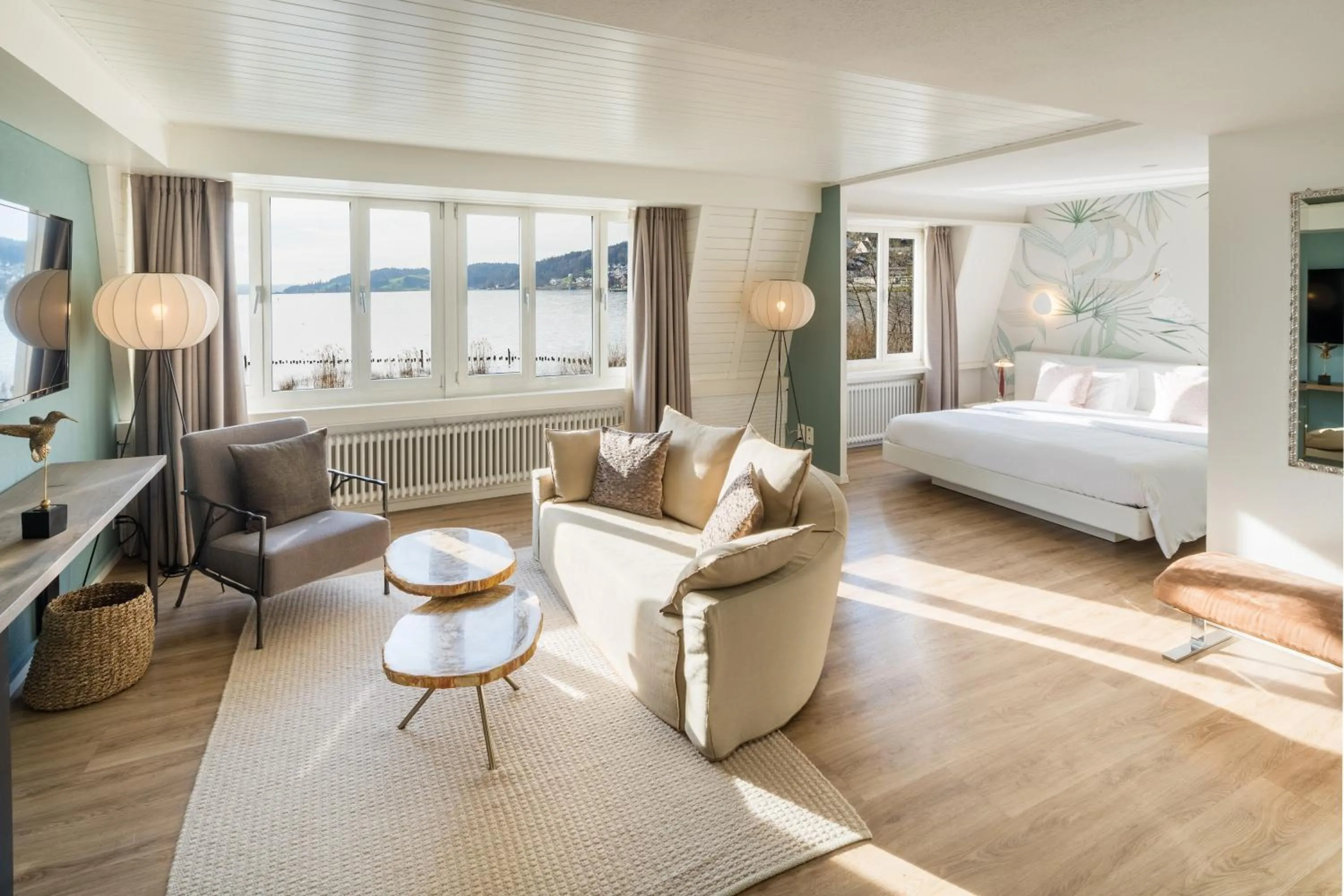 View (from property/room), Bed in Strandhotel Schmerikon