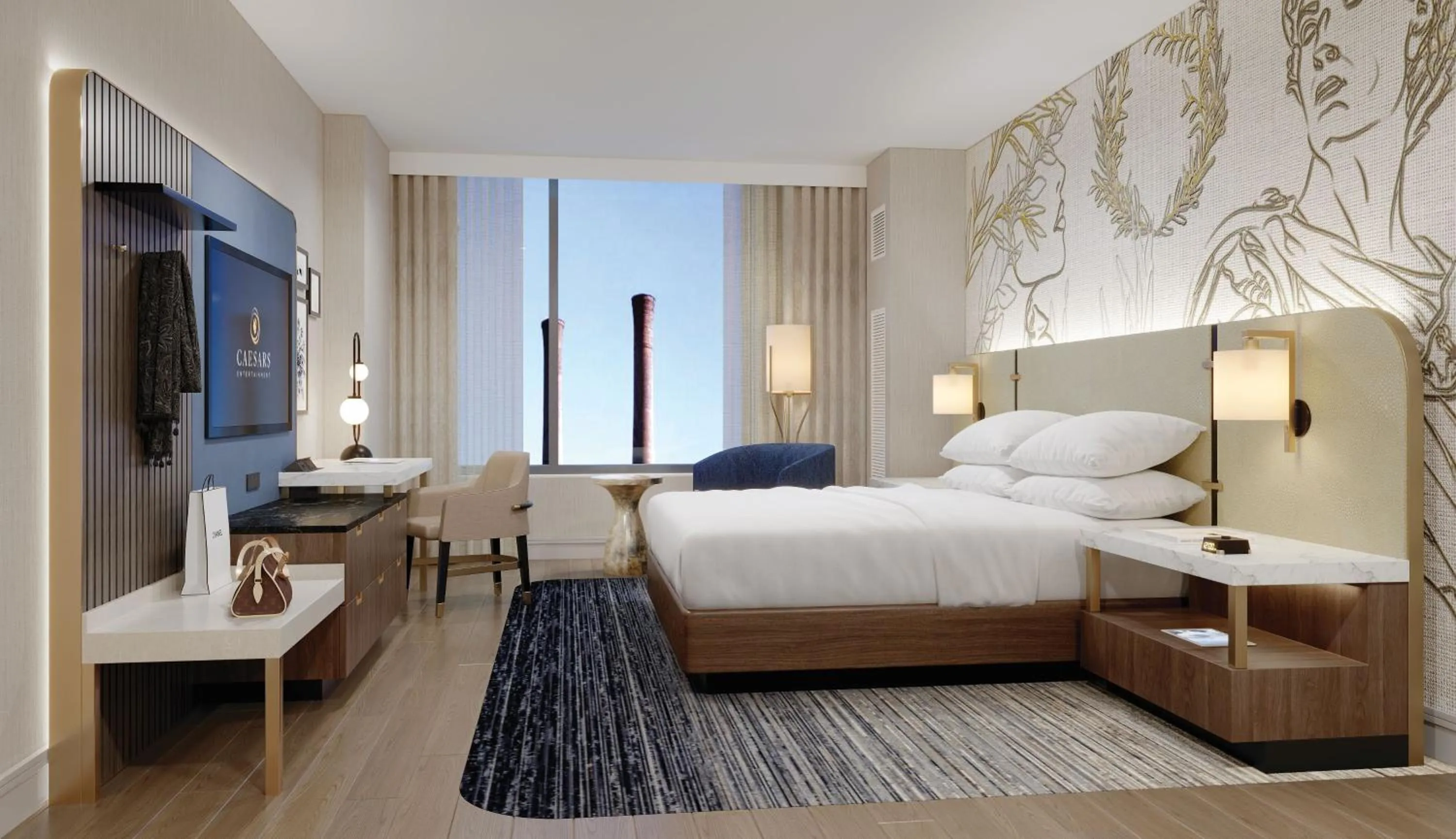 Bed in Caesars Virginia, A Caesars Destination